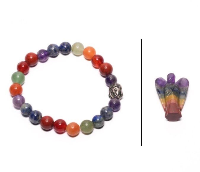 7chakra bracelet 1 inch angel 1 Seven Chakra Bracelet + Seven Chakra Angel