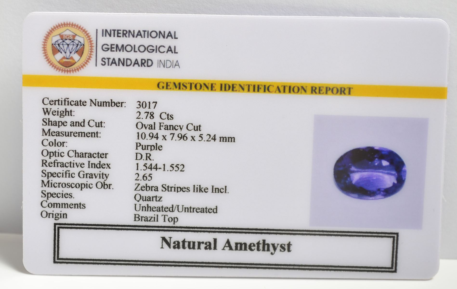 AMETHYST 2.78 Ct. 3 AME1152 2 AMETHYST 2.78 Ct.
