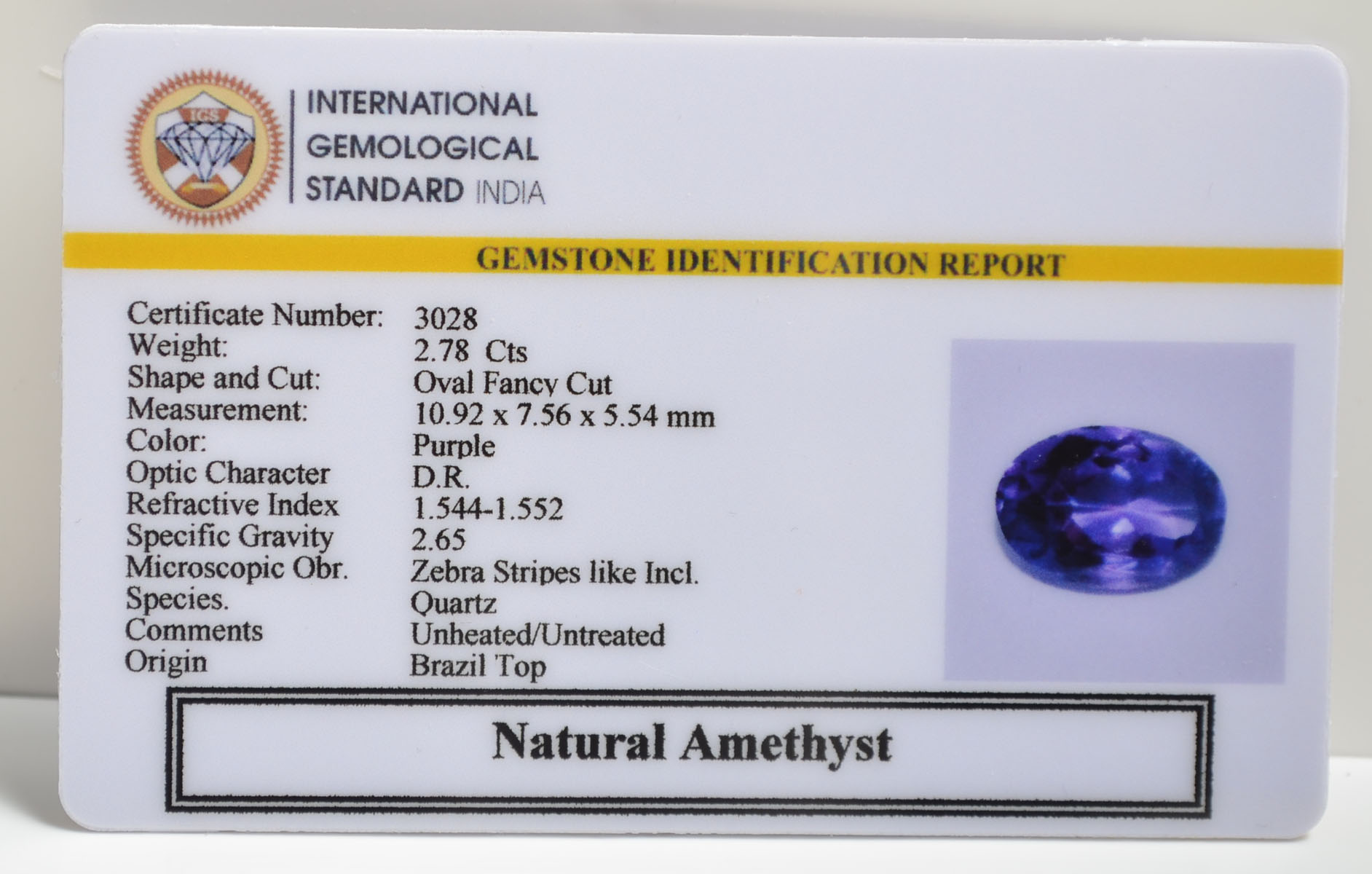 AMETHYST 2.78 Ct. 3 AME1160 2 AMETHYST 2.78 Ct.