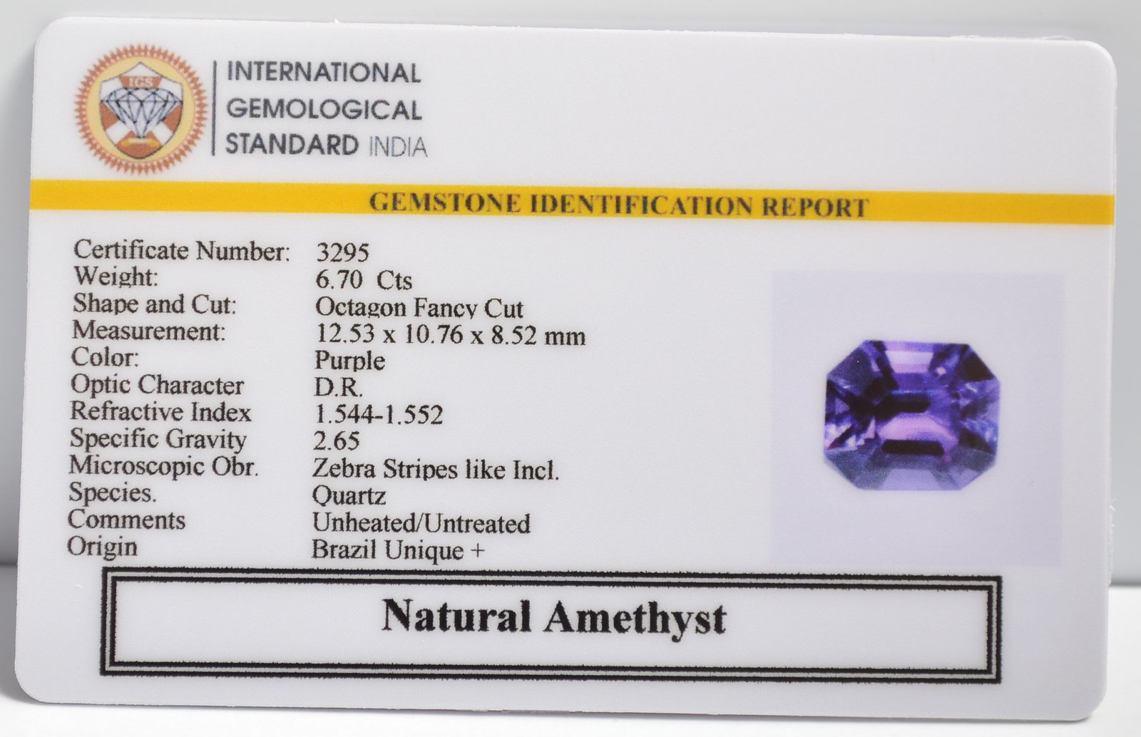 AMETHYST 6.7 Ct. 3 AME1196 2 1 AMETHYST 6.7 Ct.