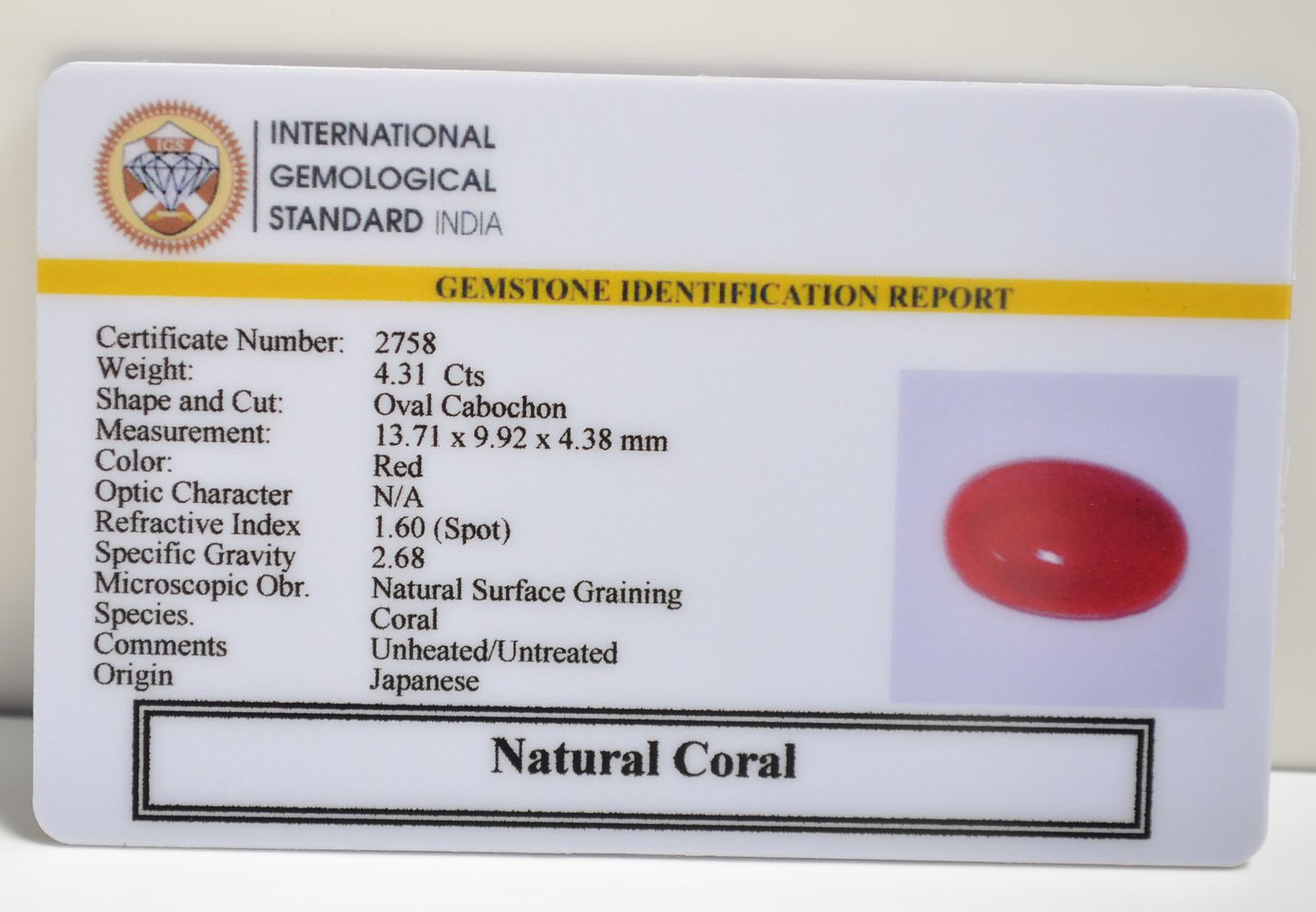 CRL6230 2 CORAL 4.31 Ct.