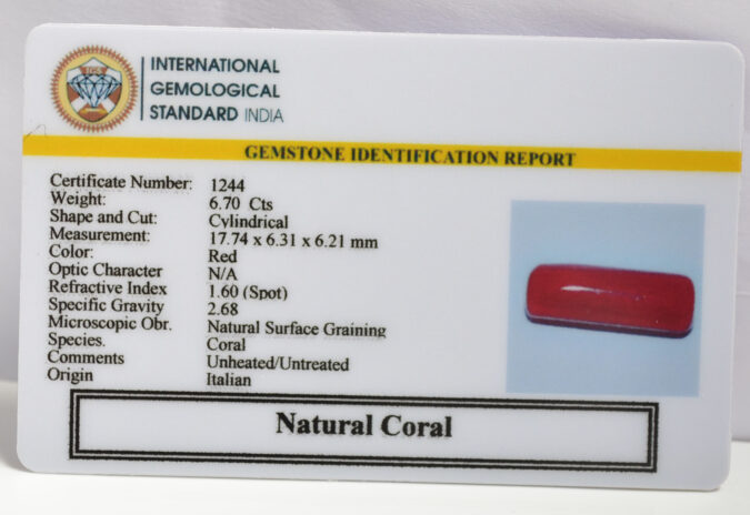 CRLG6007 1 CORAL 6.7 Ct.