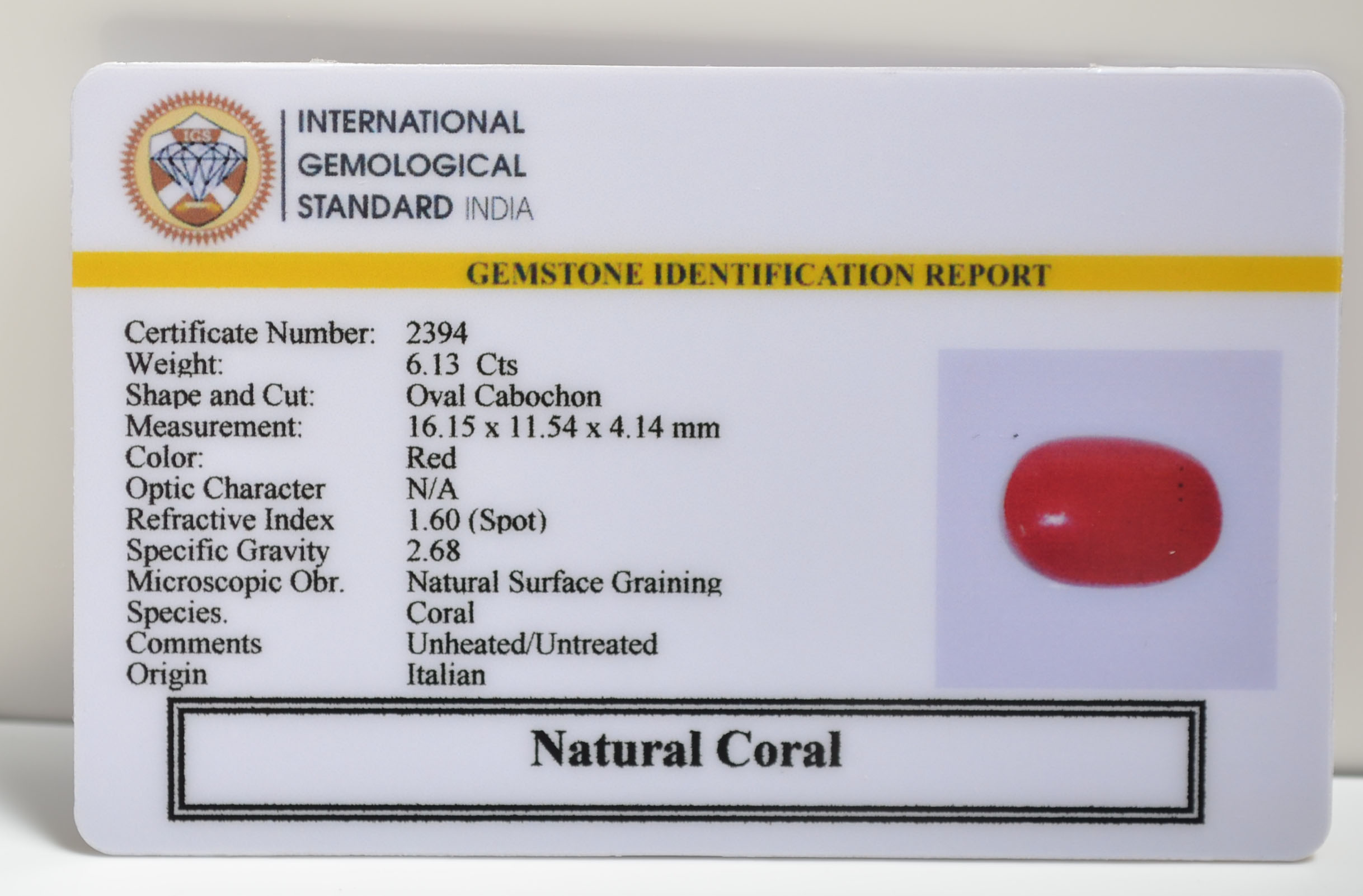 CRLG6072 1 1 CORAL 6.13 Ct.