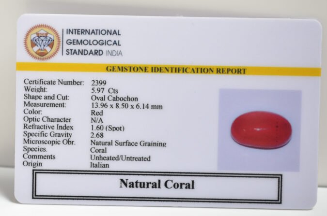 CRLG6074 1 CORAL 5.97 Ct.