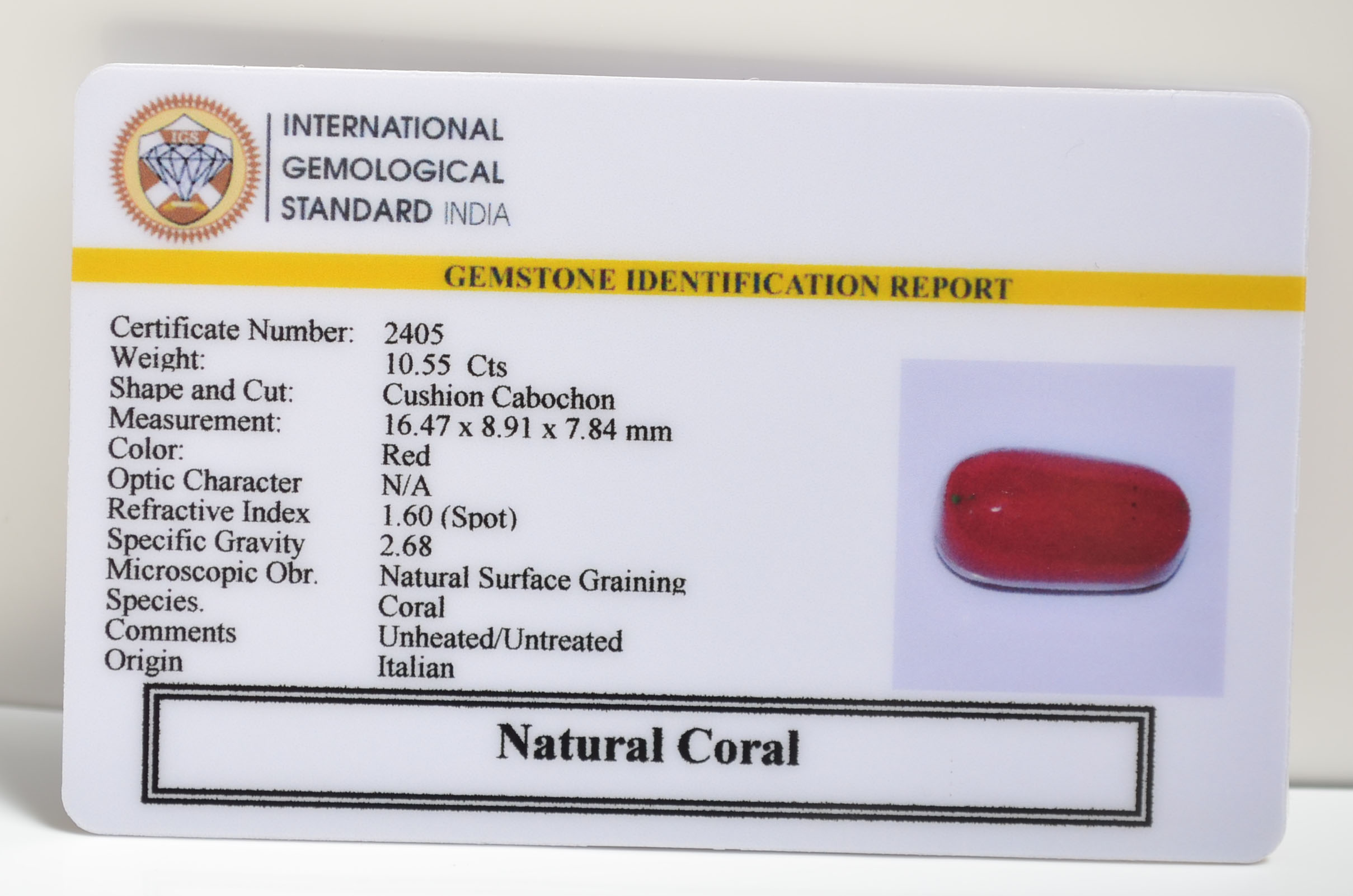 CRLG6075 1 1 CORAL 10.55 Ct.