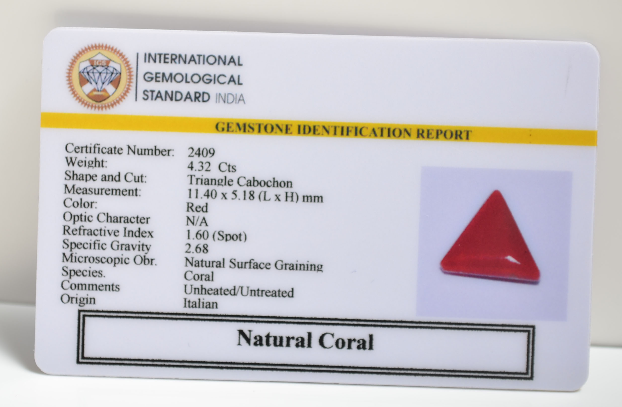 CORAL 4.32 Ct. 3 CRLG6077 1 1 CORAL 4.32 Ct.