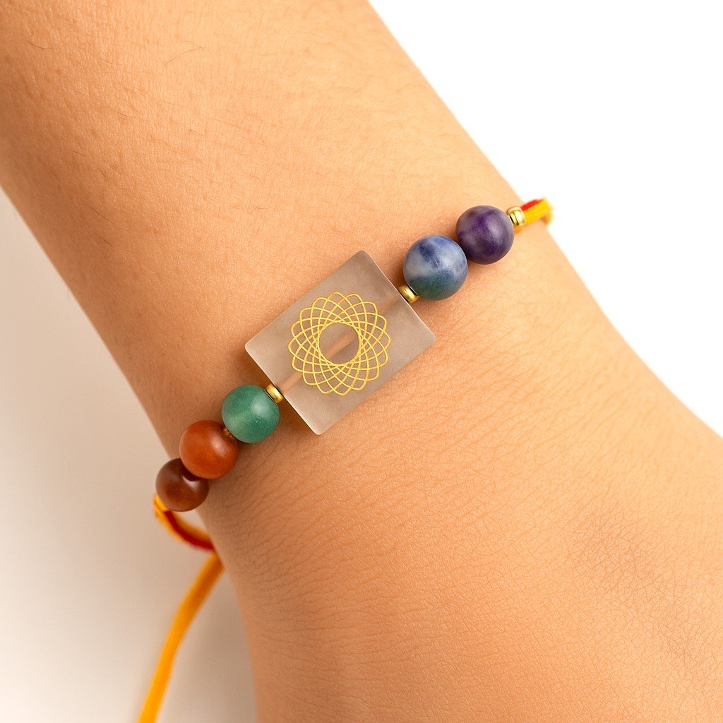 CRYRKH02 FX 1 Natural Rose Quartz Crystal Rakhi