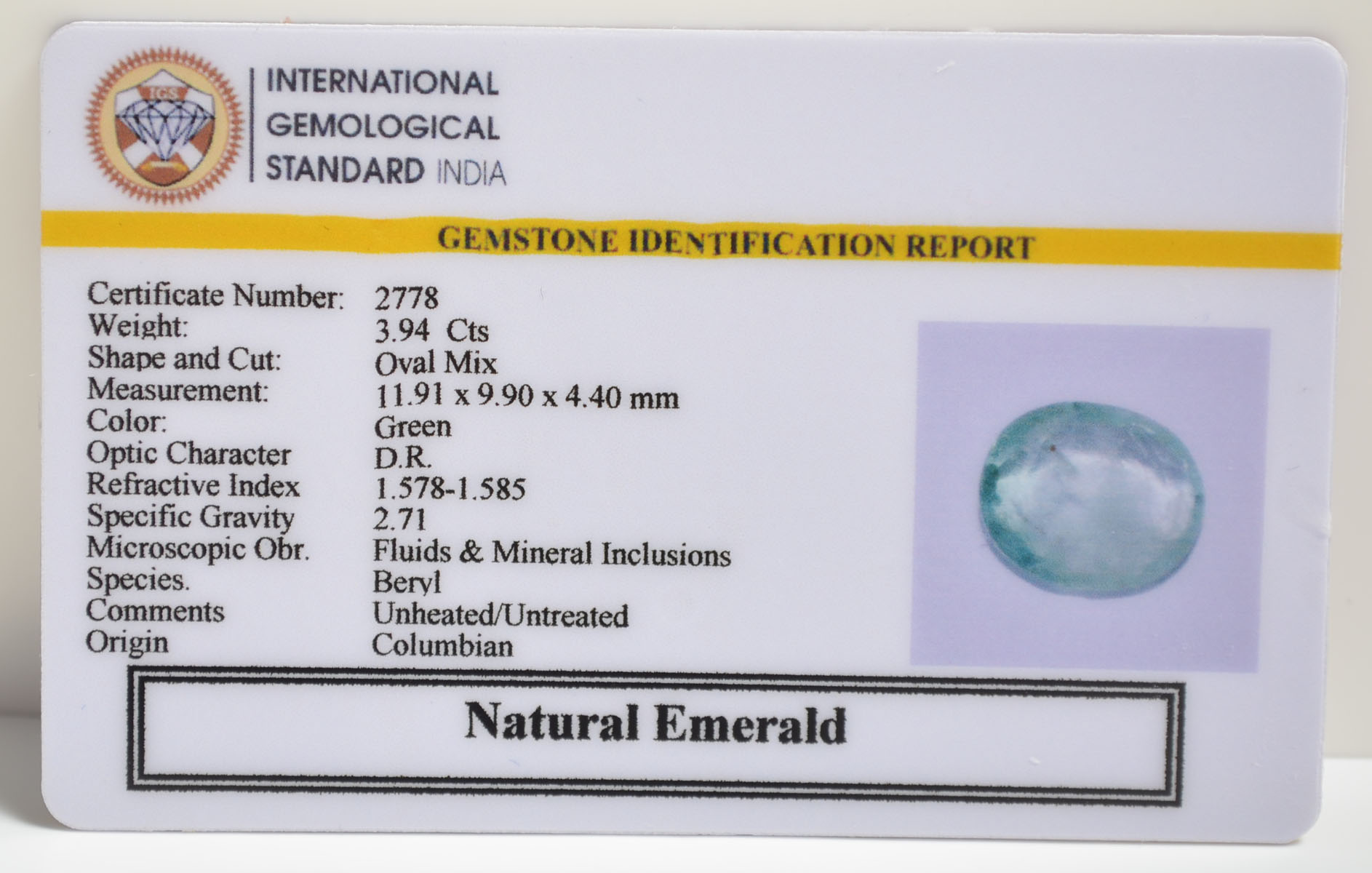 EMRD21545 2 EMERALD 3.94 Ct.
