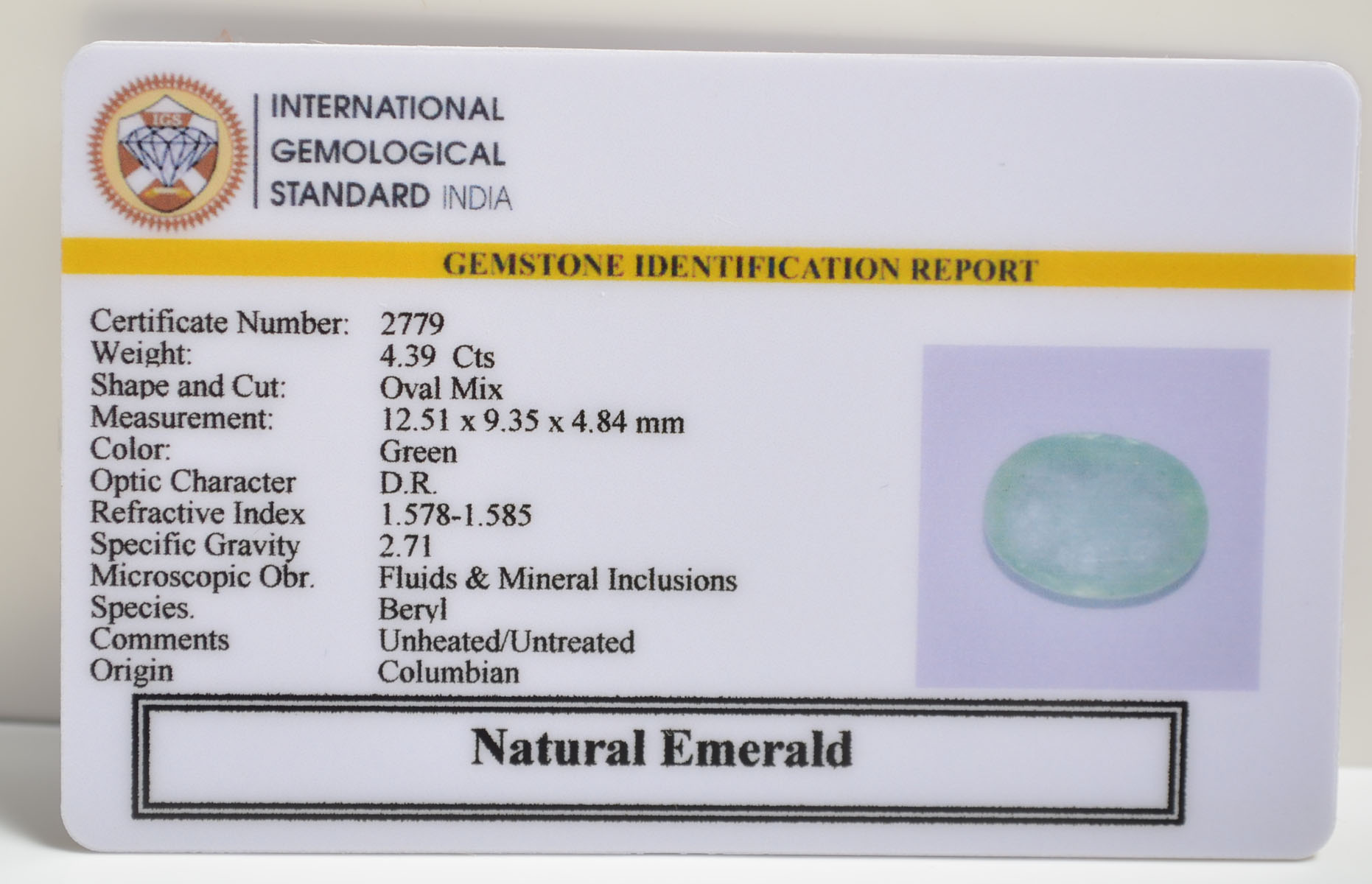 EMRD21546 2 EMERALD 4.39 Ct.