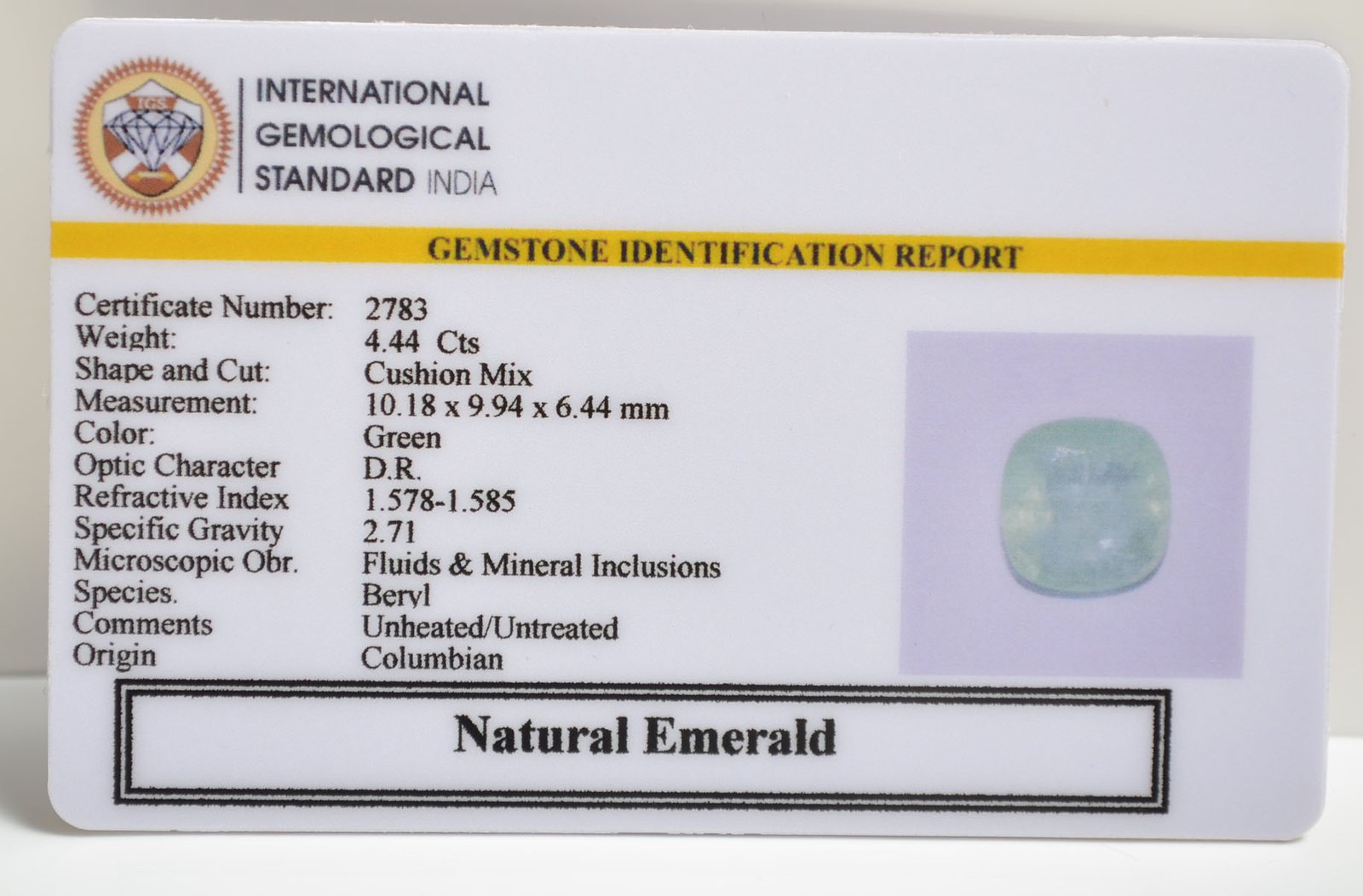 EMRD21549 2 EMERALD 4.44 Ct.