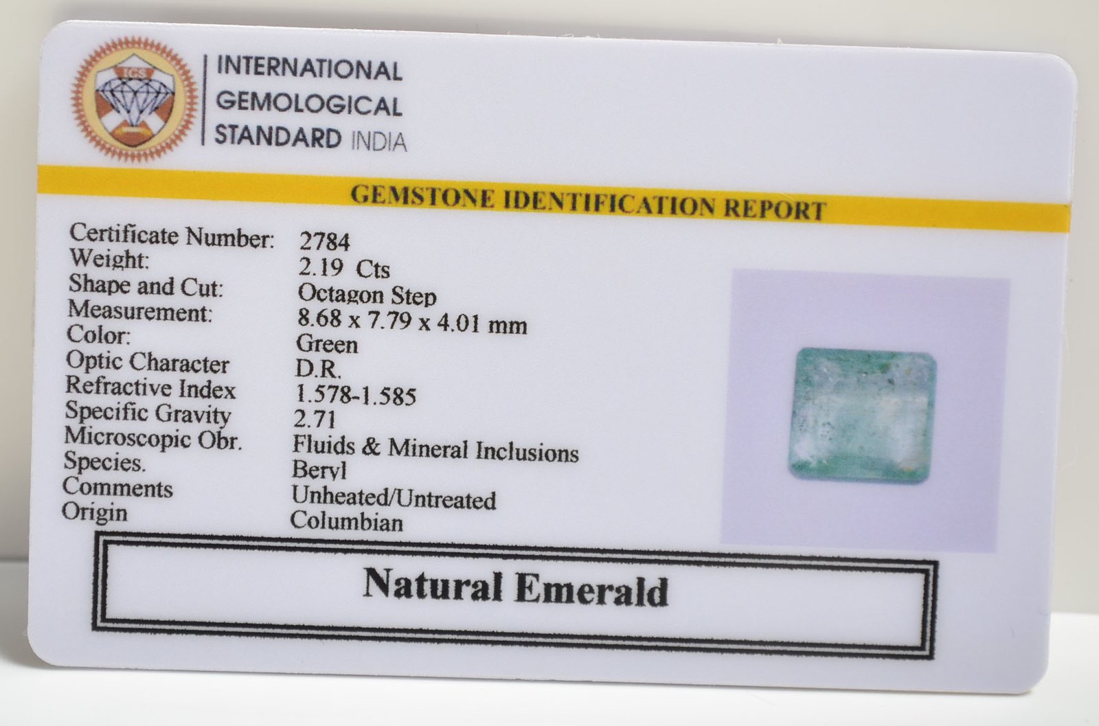 EMRD21550 2 EMERALD 2.19 Ct.