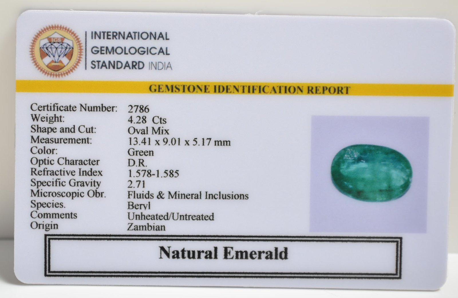 EMRD21551 2 EMERALD 4.28 Ct.