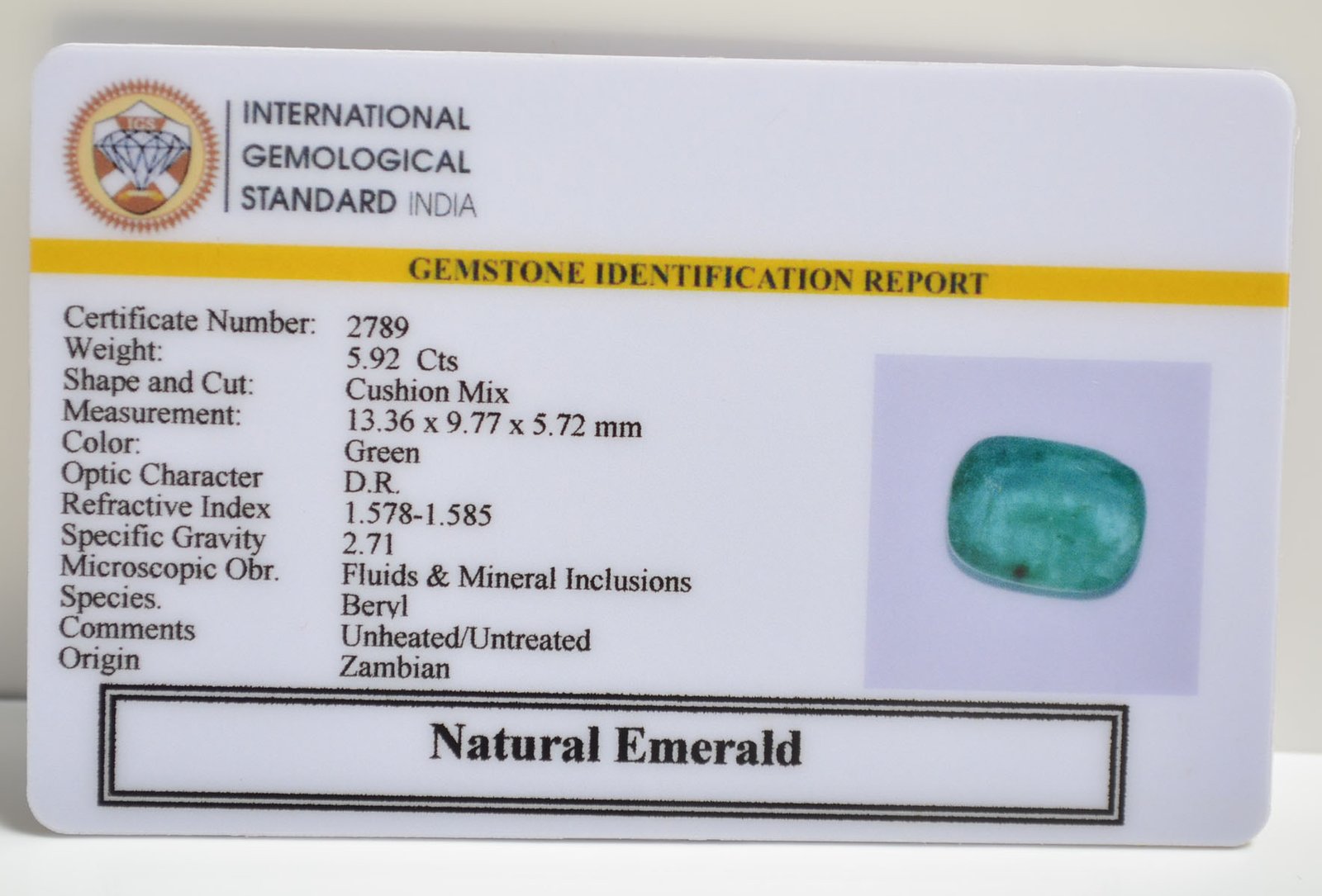 EMRD21552 2 EMERALD 5.92 Ct.