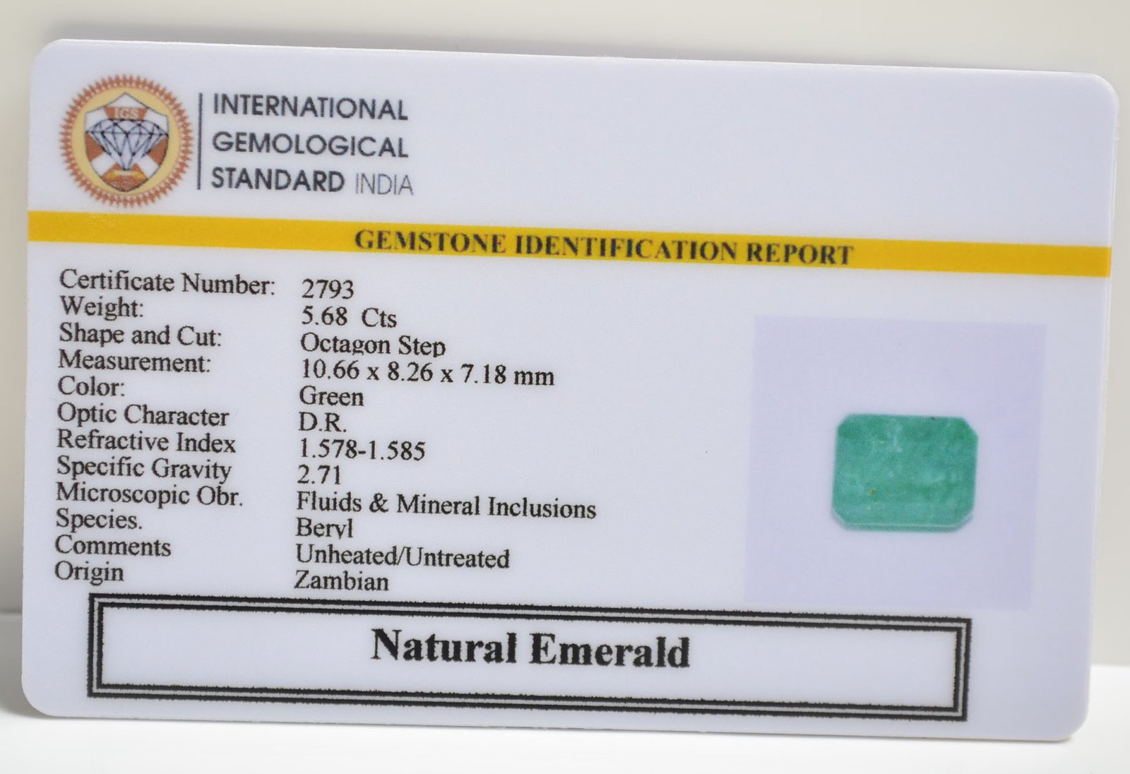 EMRD21555 2 EMERALD 5.68 Ct.