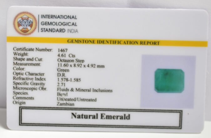 EMRG20281 1 EMERALD 4.61 Ct.