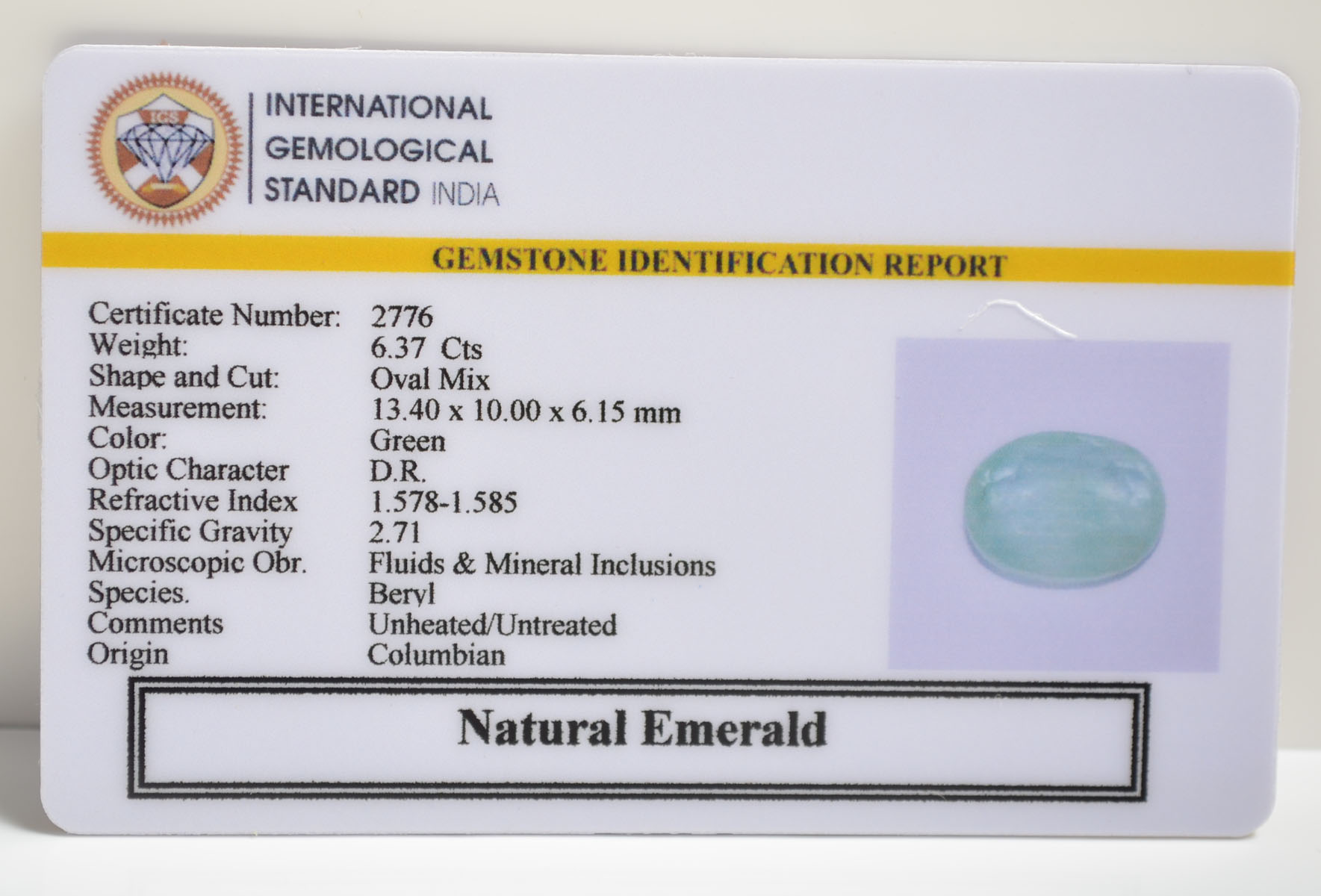 EMRG20503 2 EMERALD 6.37 Ct.