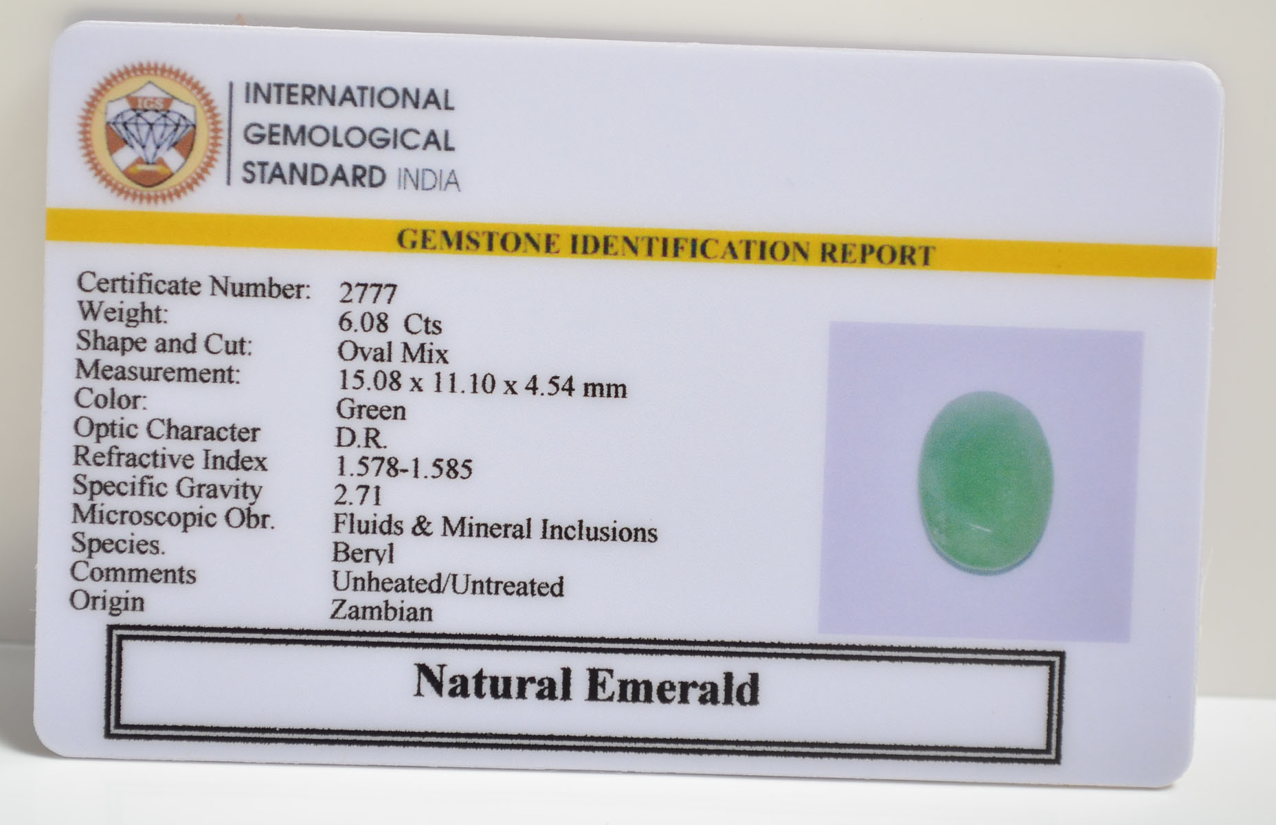 EMRG20504 2 EMERALD 6.08 Ct.