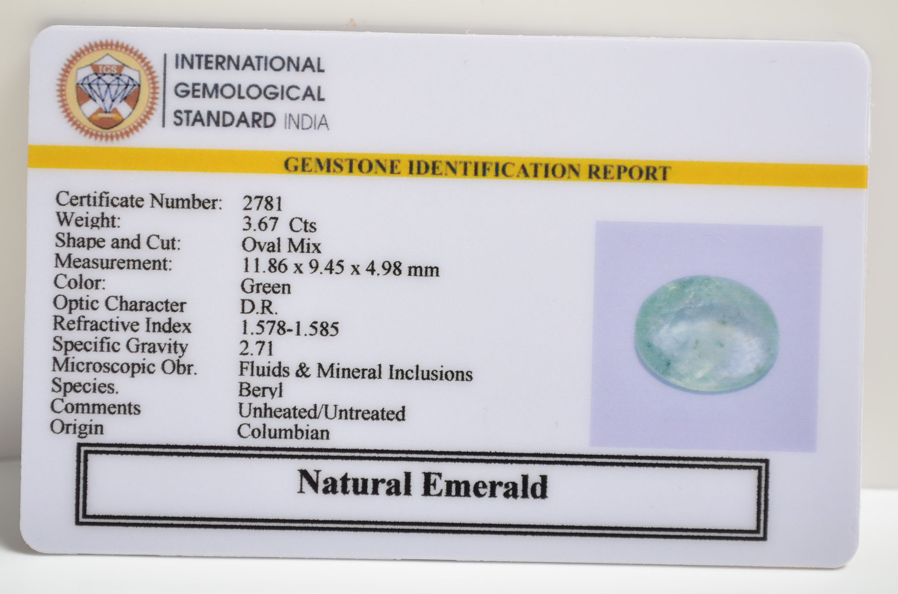 EMRG20505 2 EMERALD 3.67 Ct.