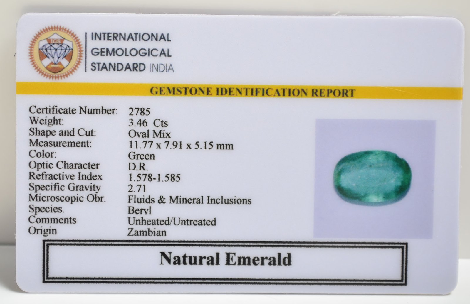 EMRG20506 2 EMERALD 3.46 Ct.