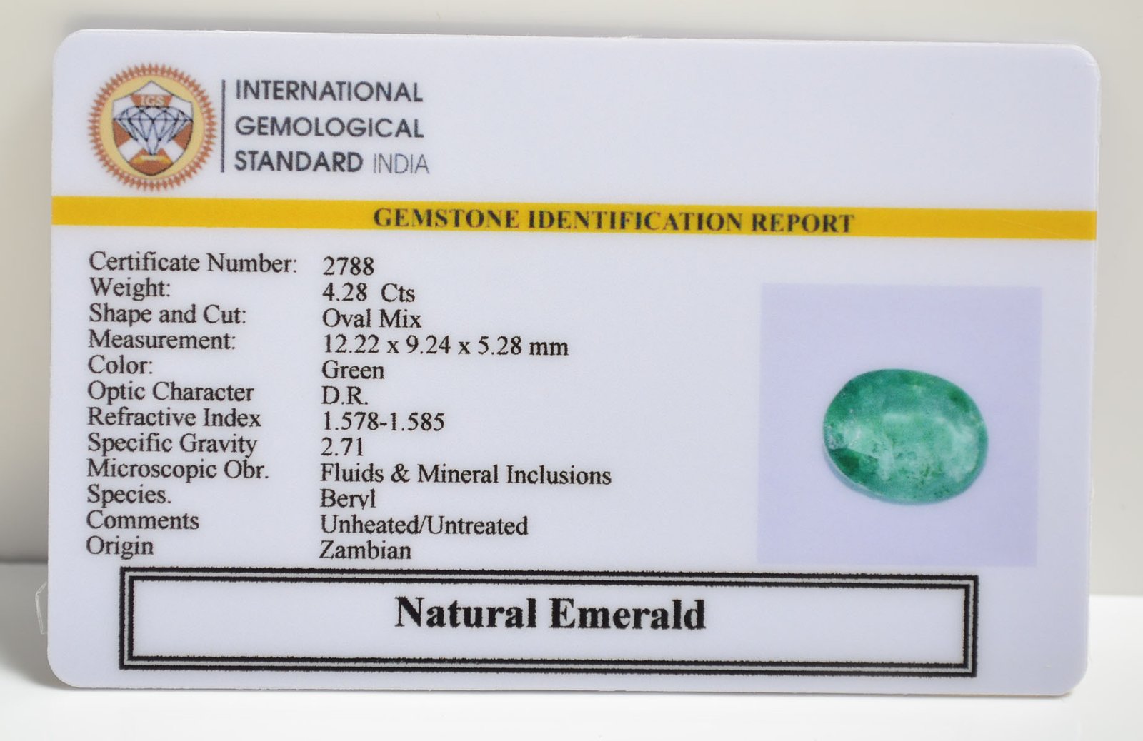 EMRG20508 2 EMERALD 4.28 Ct.