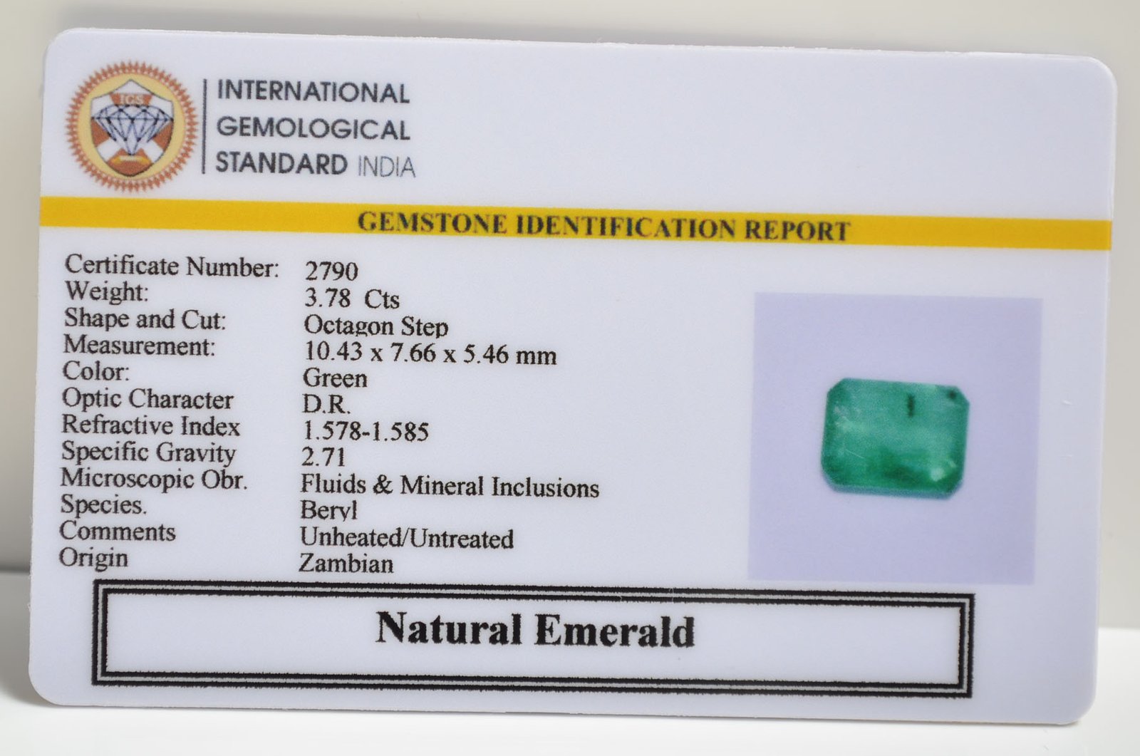 EMRG20509 2 EMERALD 3.78 Ct.