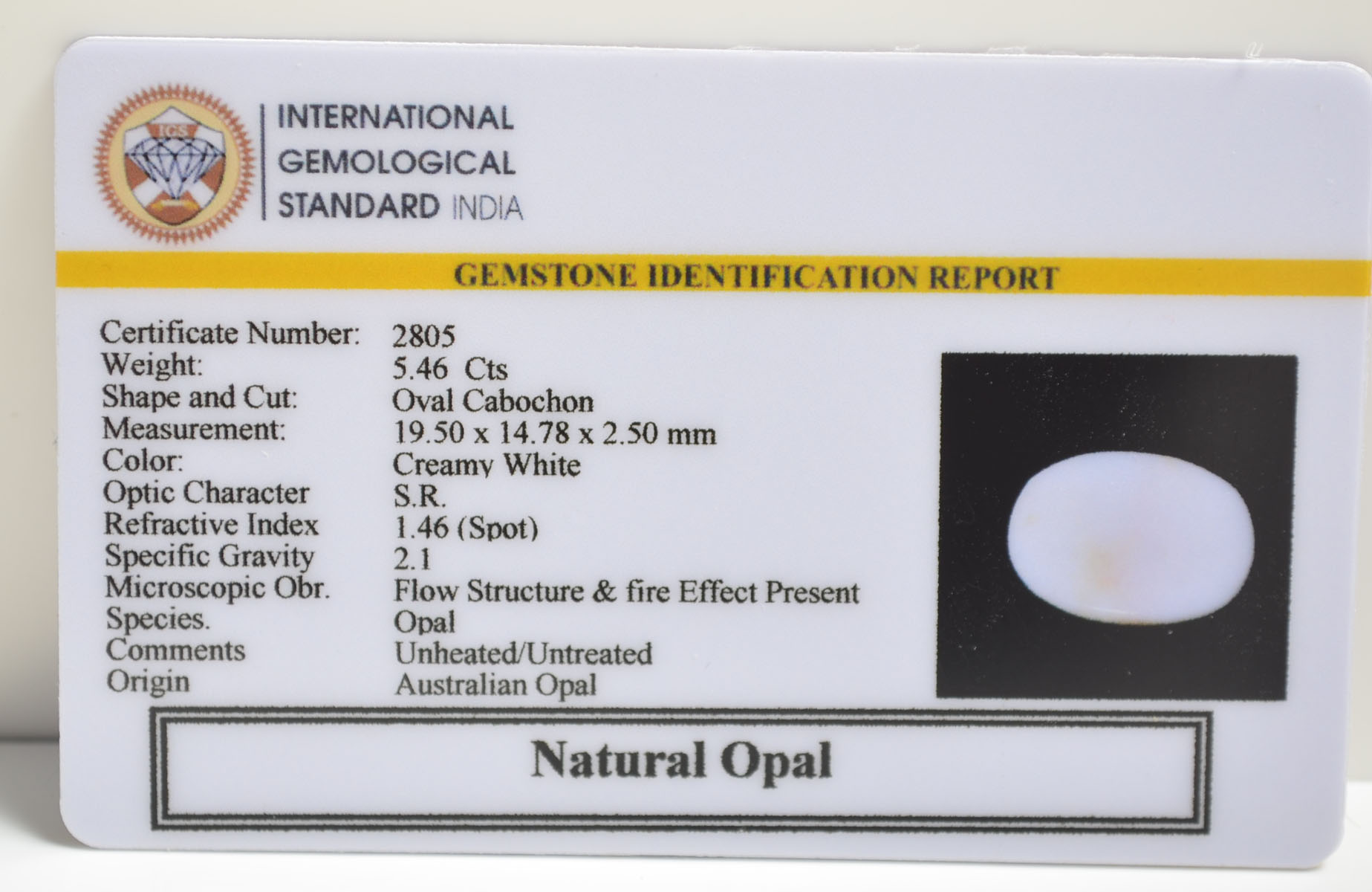 OPL9281 2 OPAL 5.46 Ct.