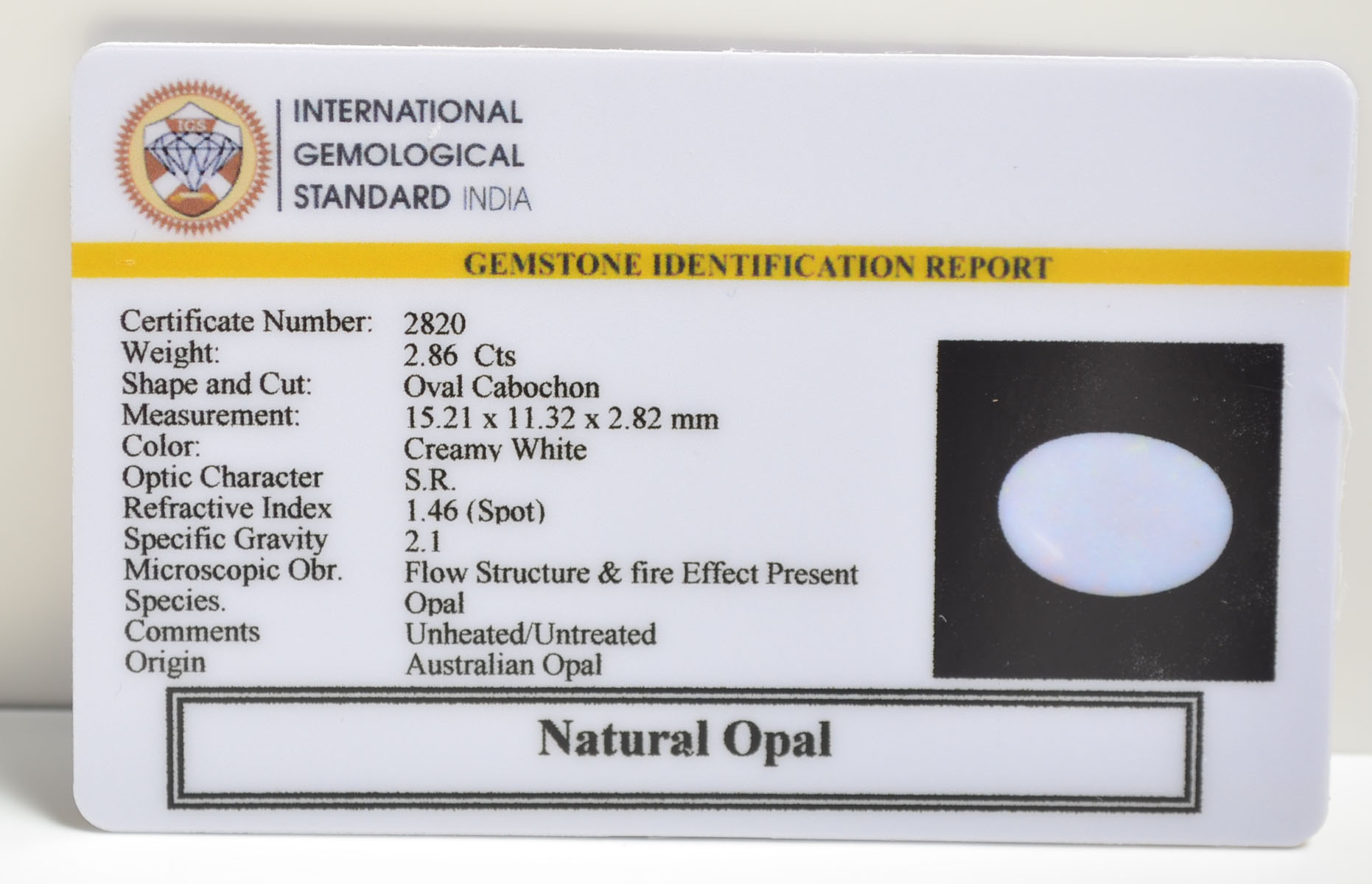 OPL9291 2 OPAL 2.86 Ct.