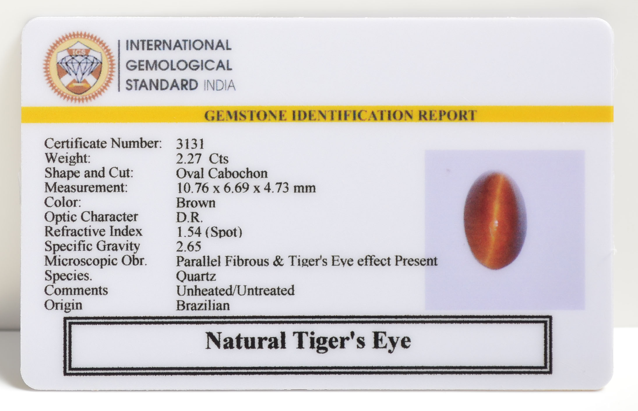 TGR107 2 TIGER'S EYE 2.27 Ct.