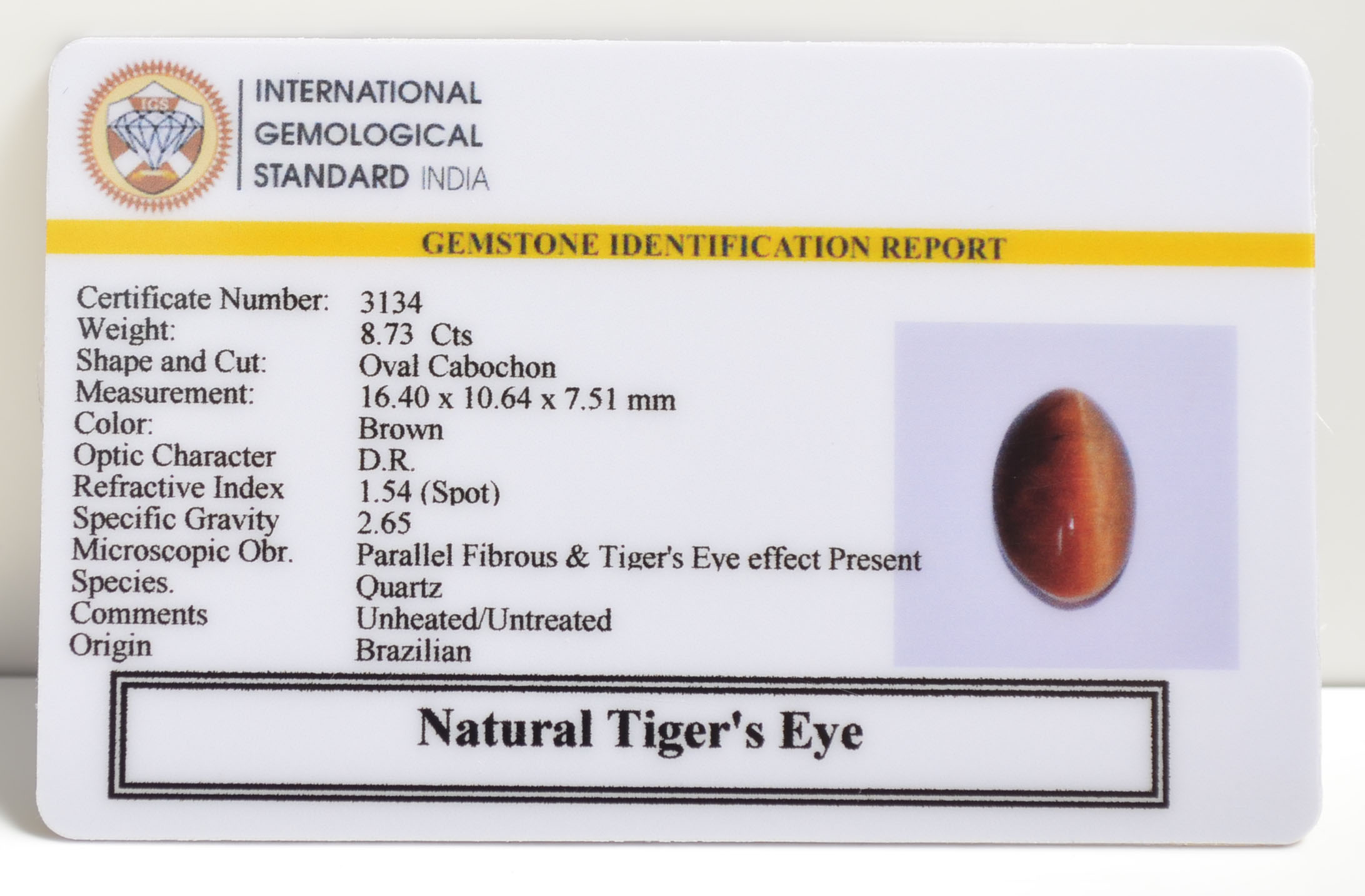TGR109 2 TIGER'S EYE 8.73 Ct.