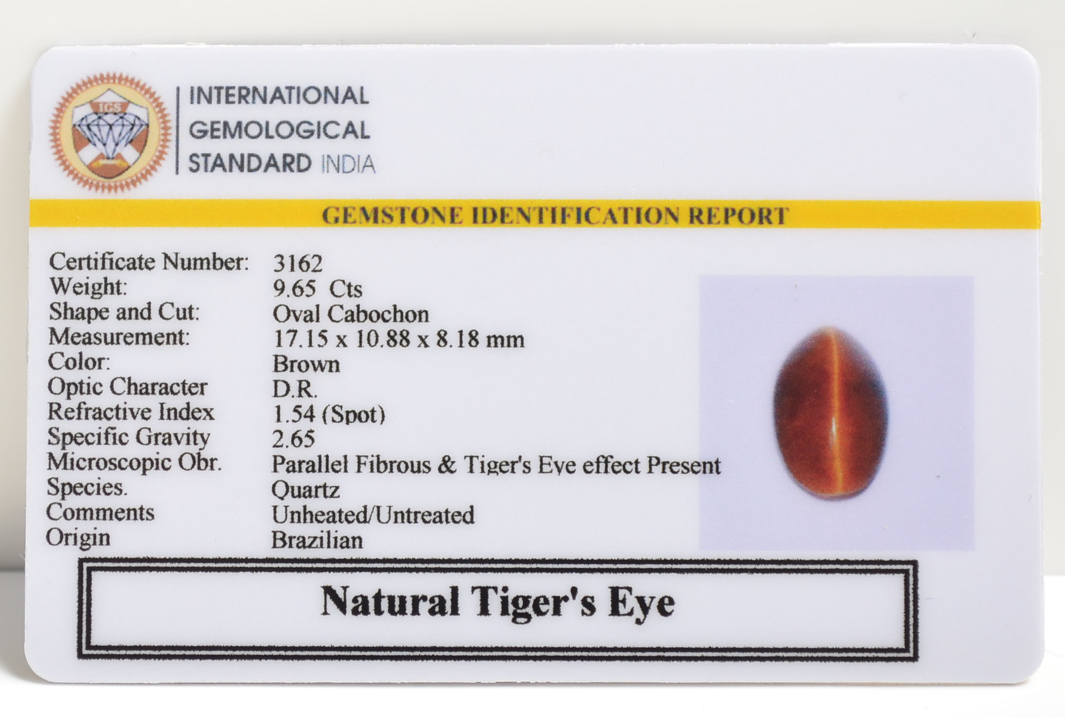 TGR122 2 TIGER'S EYE 9.65 Ct.