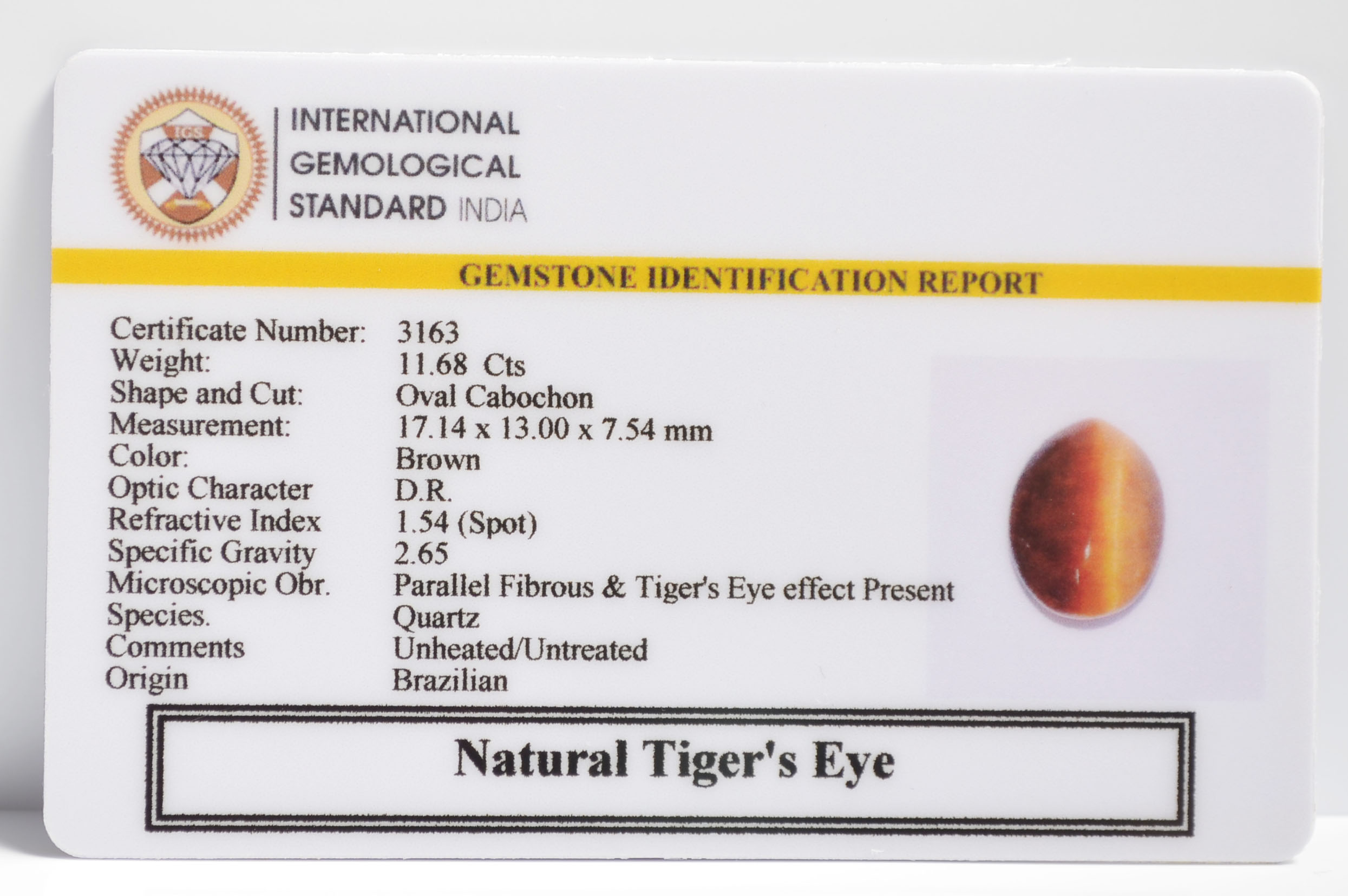 TGR123 2 TIGER'S EYE 11.68 Ct.