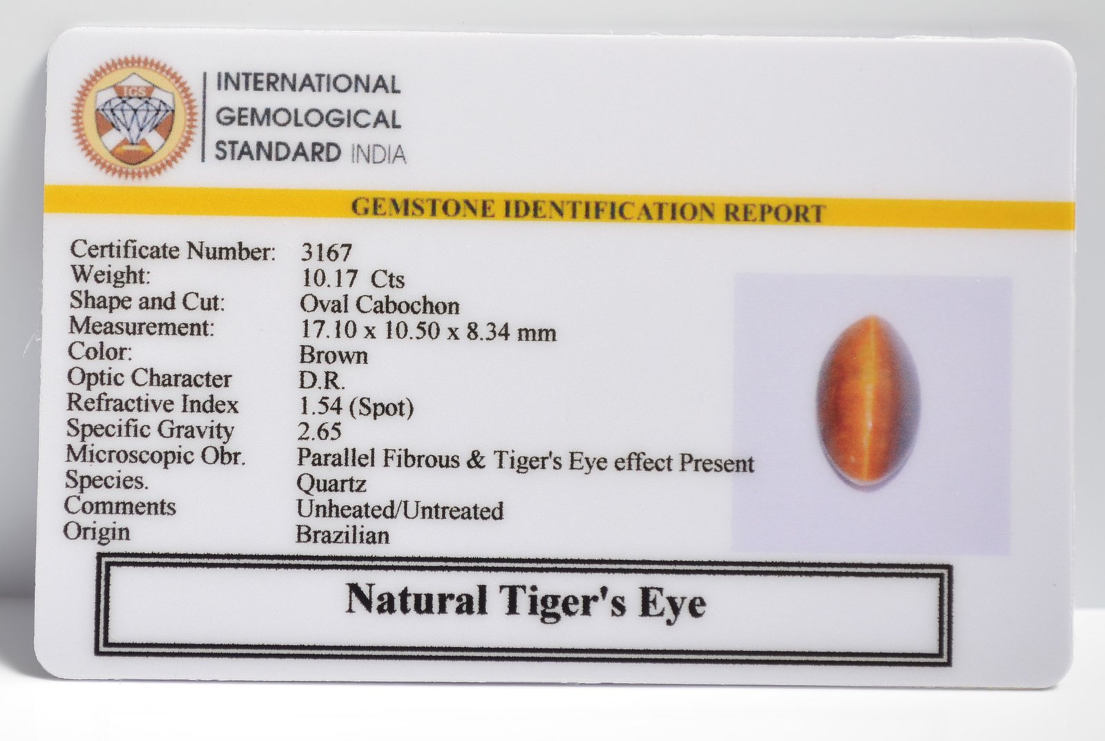 TGR127 2 1 TIGER'S EYE 10.17 Ct.