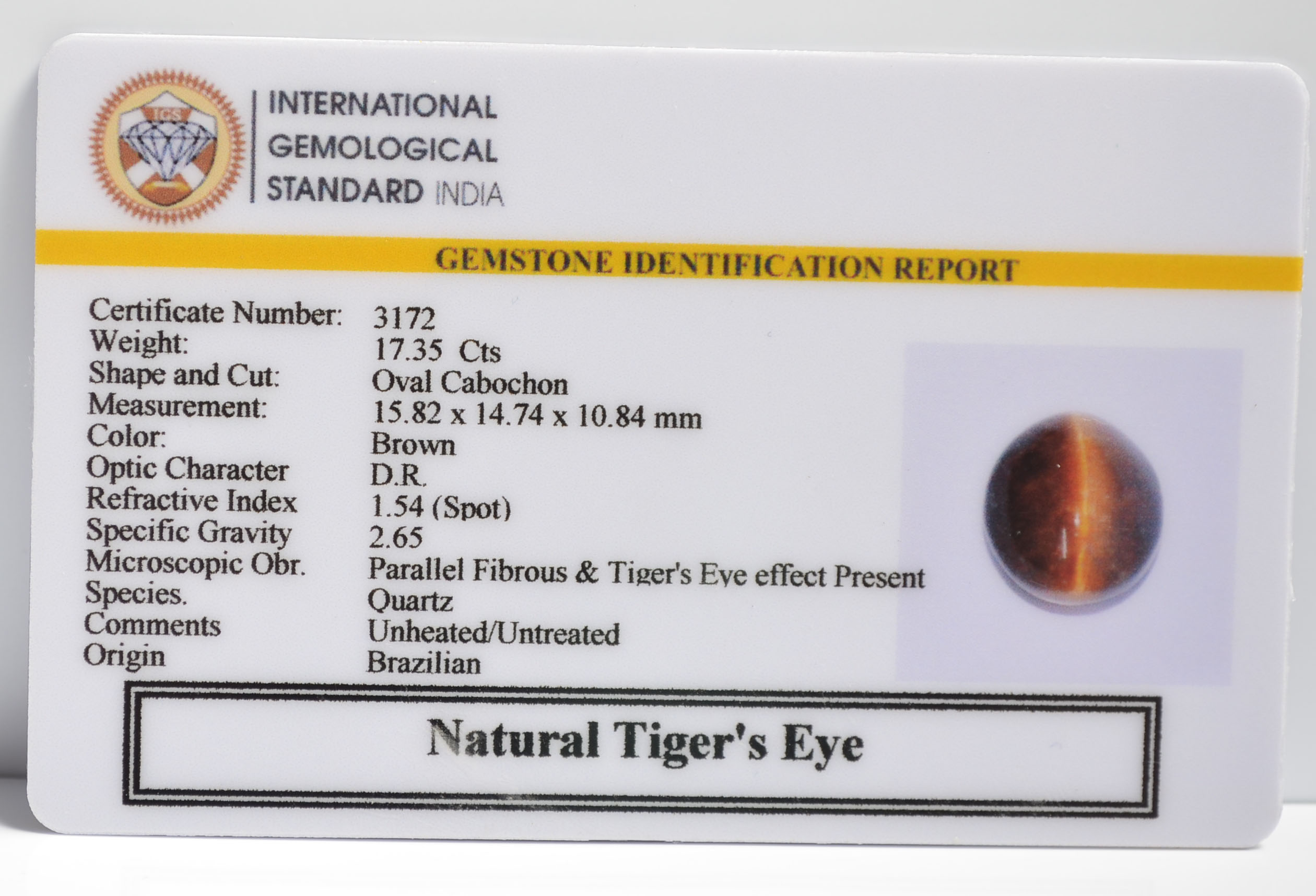 TGR128 2 TIGER'S EYE 17.35 Ct.