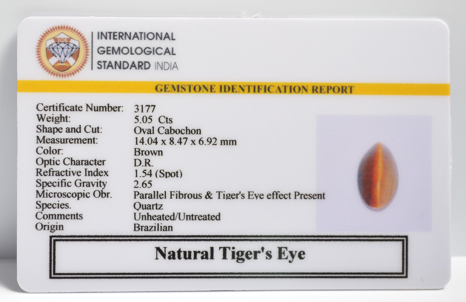 TGR131 2 1 TIGER'S EYE 5.05 Ct.