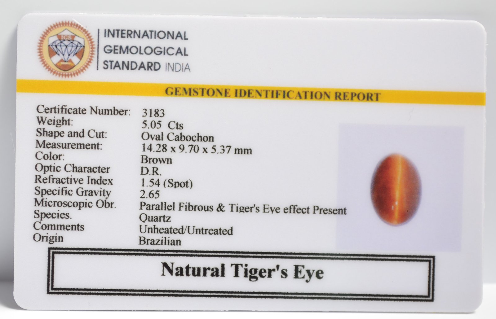 TGR133 2 1 TIGER'S EYE 5.05 Ct.