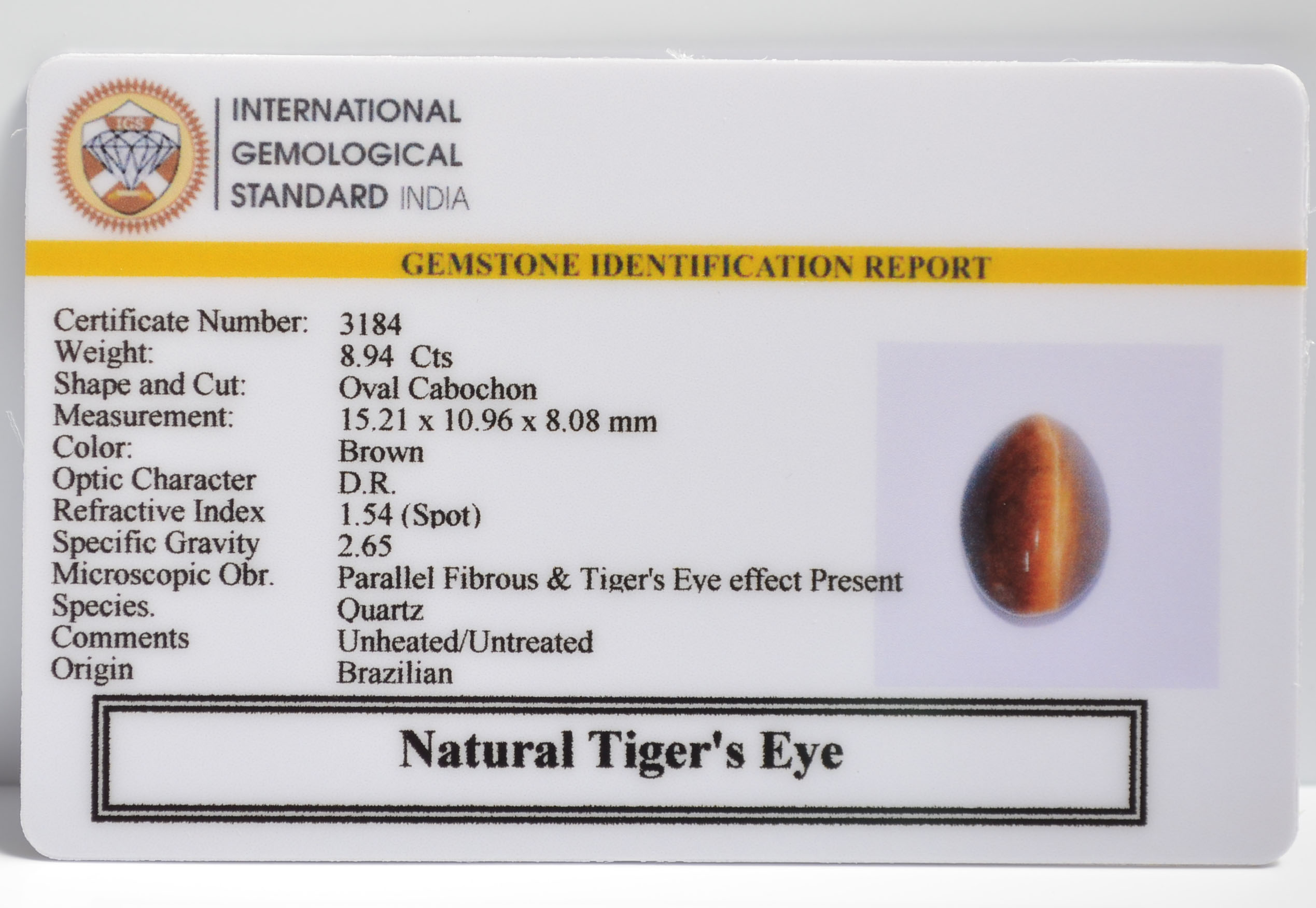 TGR134 2 TIGER'S EYE 8.94 Ct.