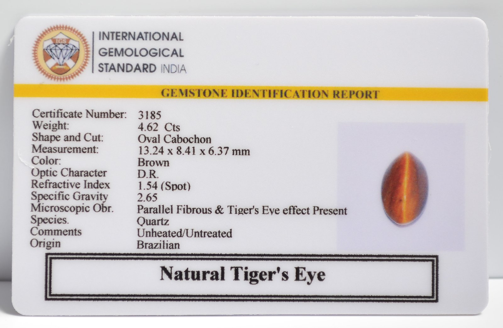 TGR135 2 1 TIGER'S EYE 4.62 Ct.