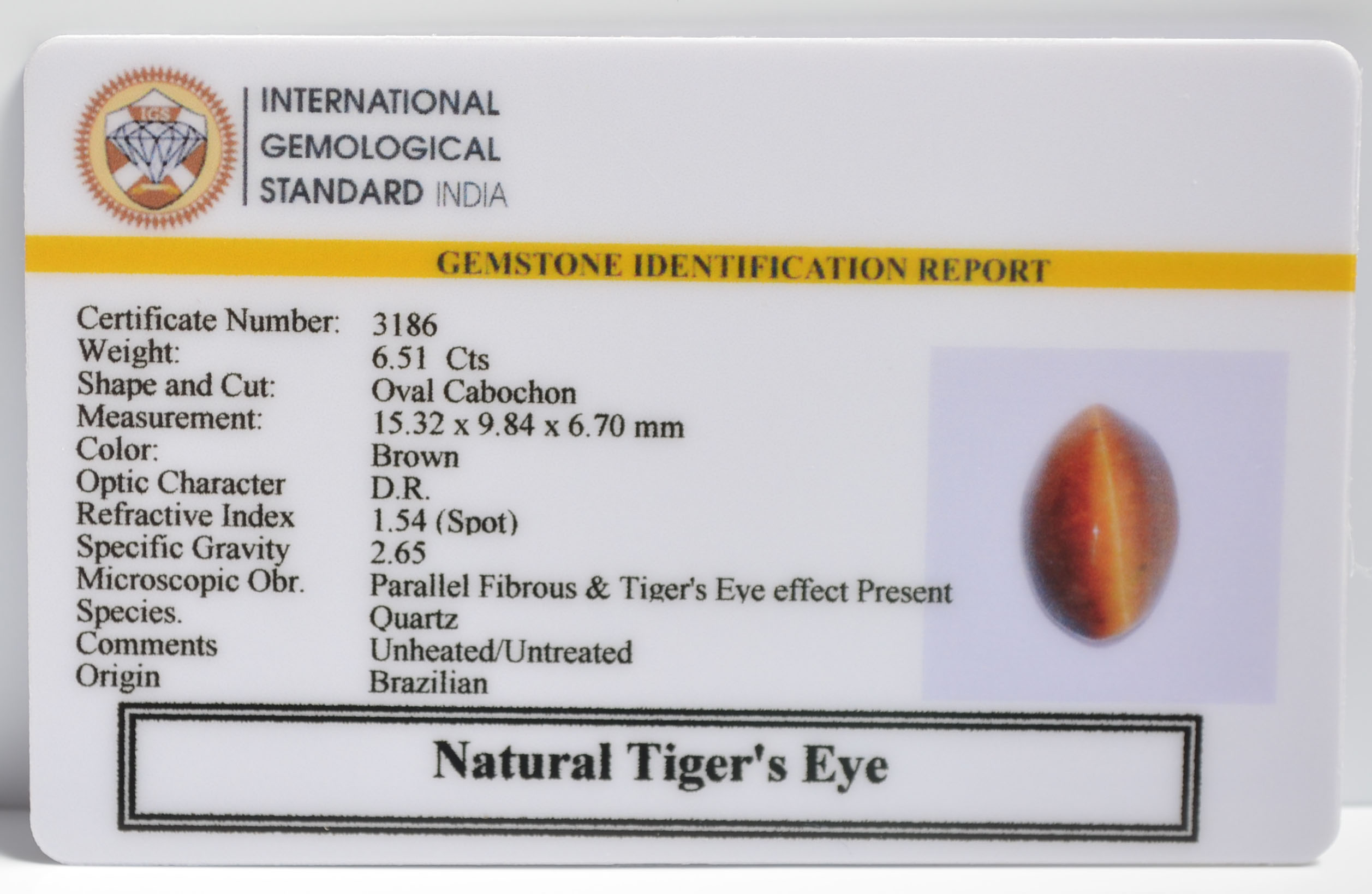 TGR136 2 TIGER'S EYE 6.51 Ct.