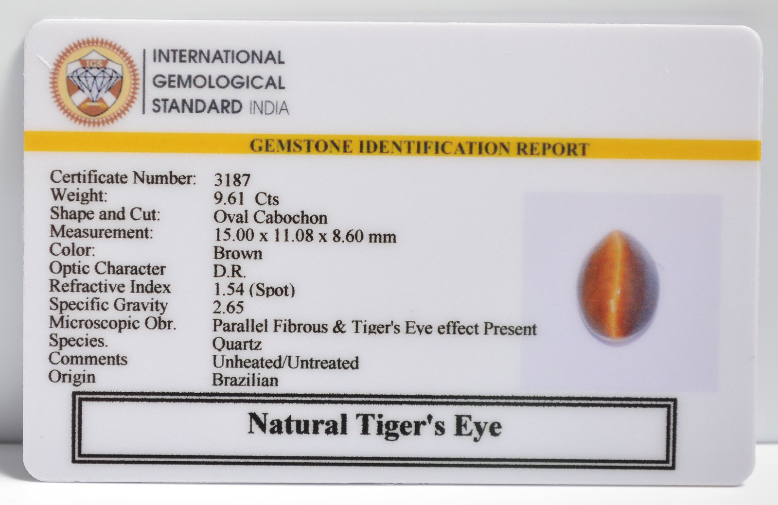 TGR137 2 1 TIGER'S EYE 9.61 Ct.