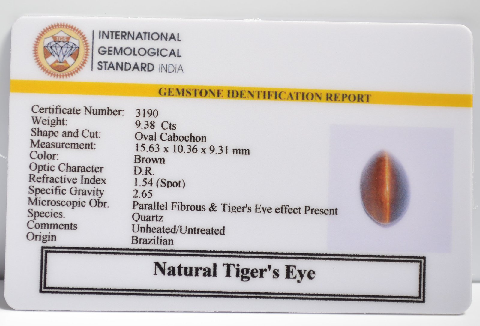TGR139 2 1 TIGER'S EYE 9.38 Ct.