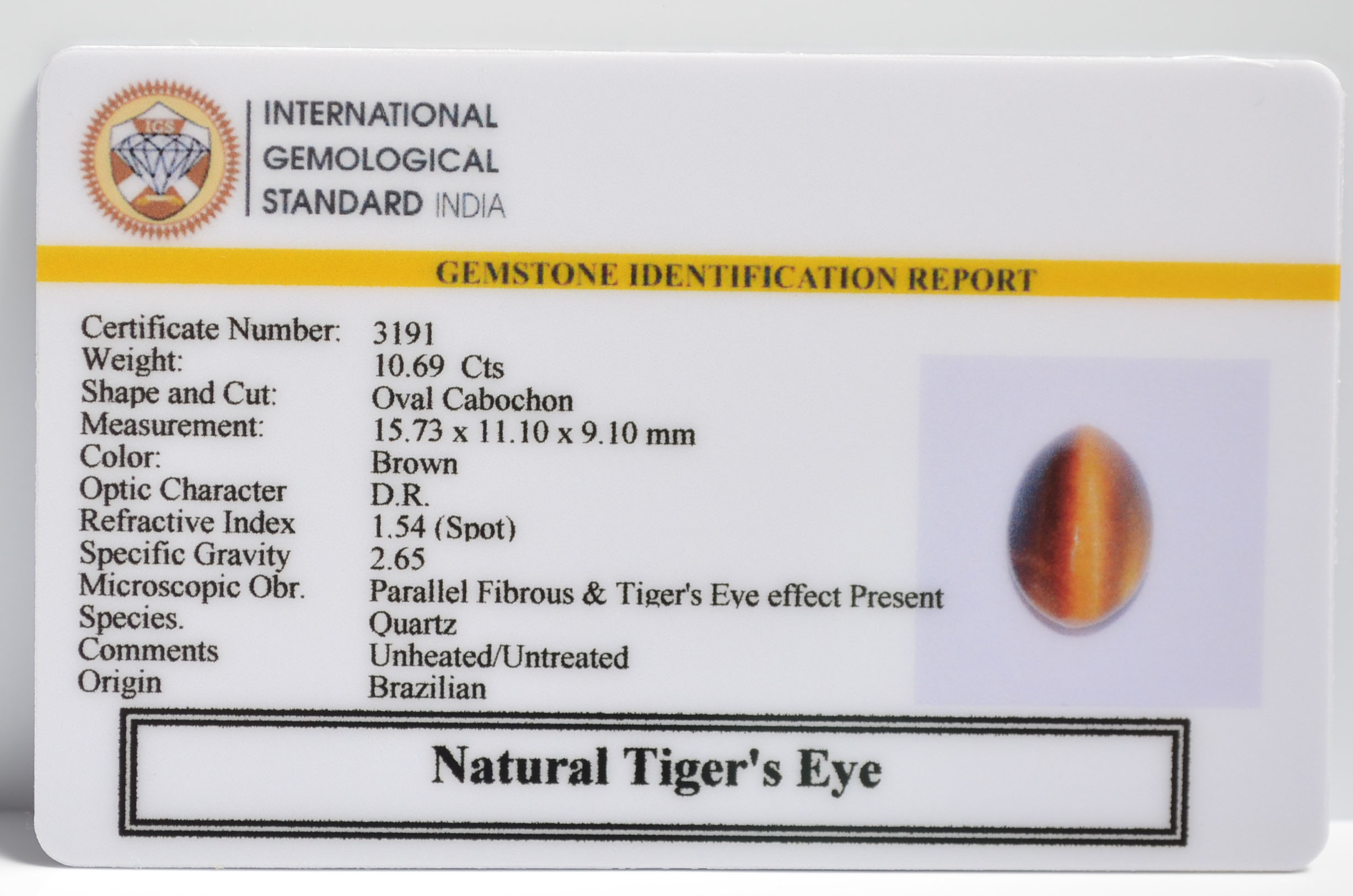 TGR140 2 TIGER'S EYE 10.69 Ct.