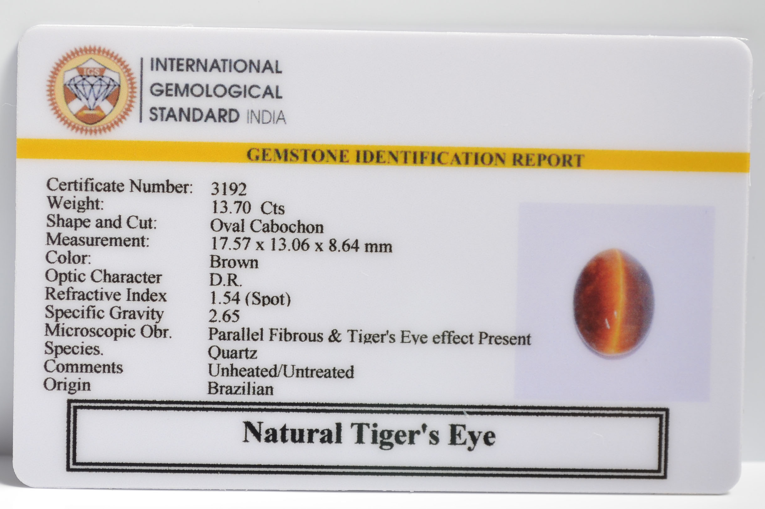 TGR141 2 TIGER'S EYE 13.7 Ct.