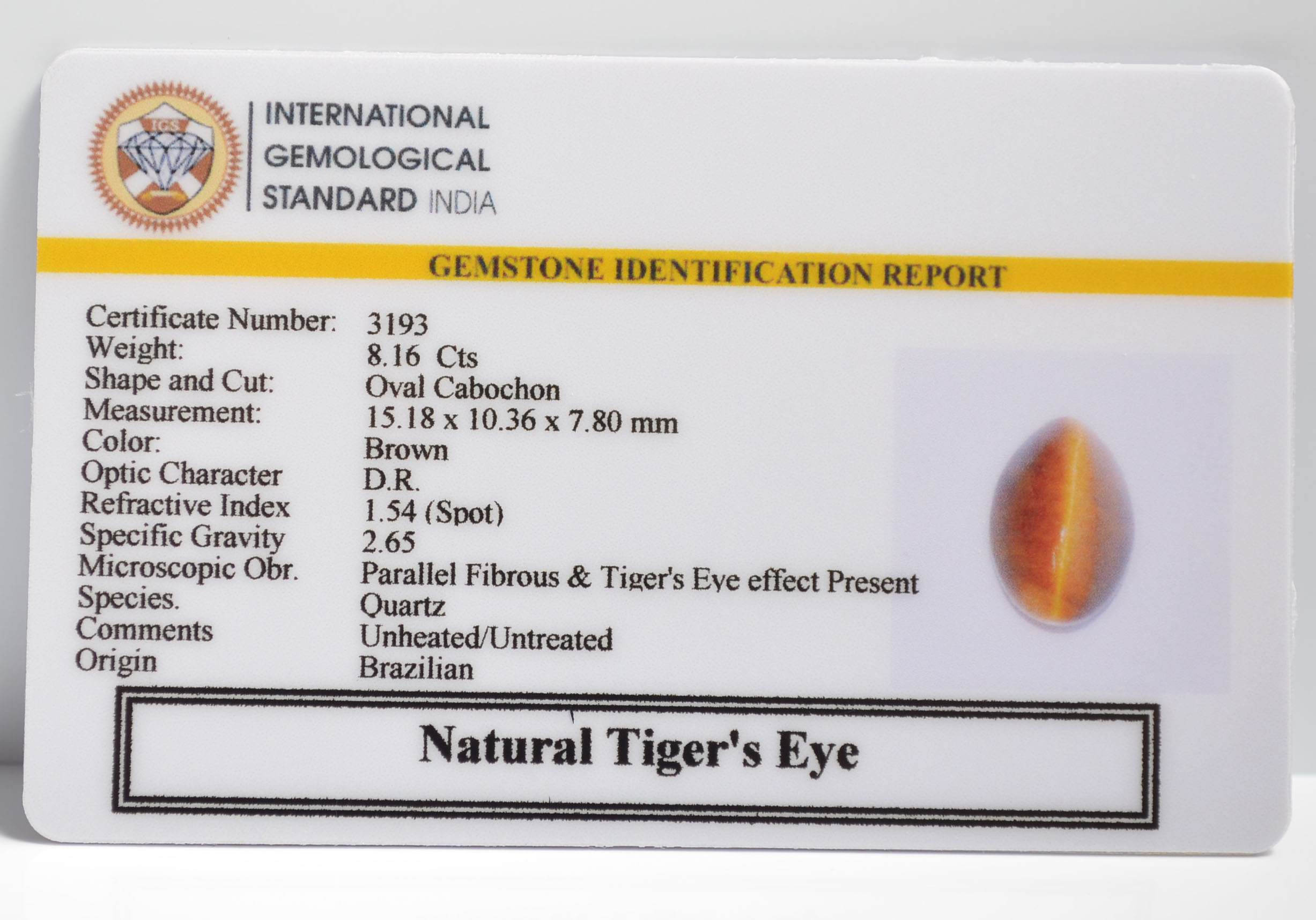 TGR142 2 TIGER'S EYE 8.16 Ct.