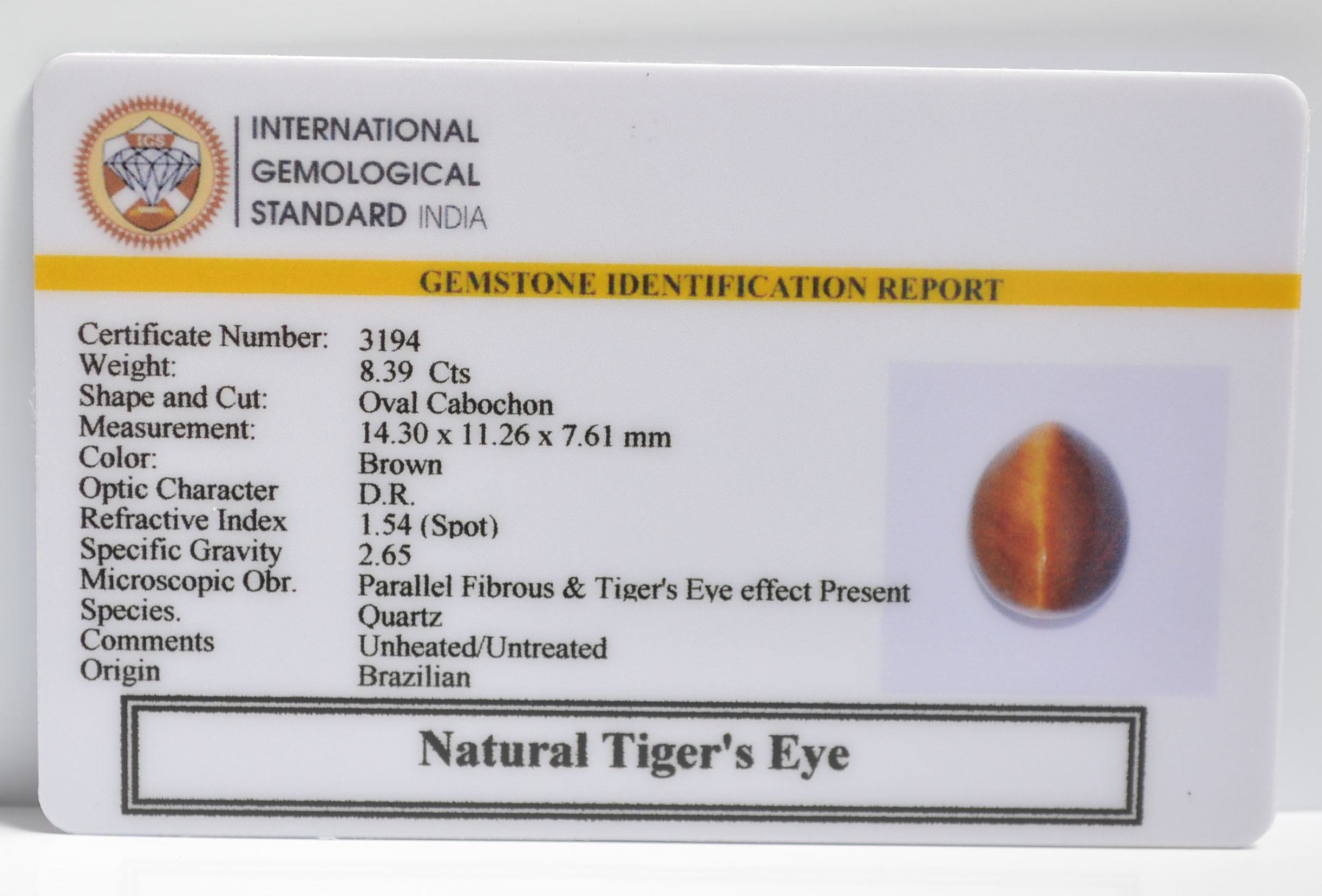 TGR143 2 TIGER'S EYE 8.39 Ct.