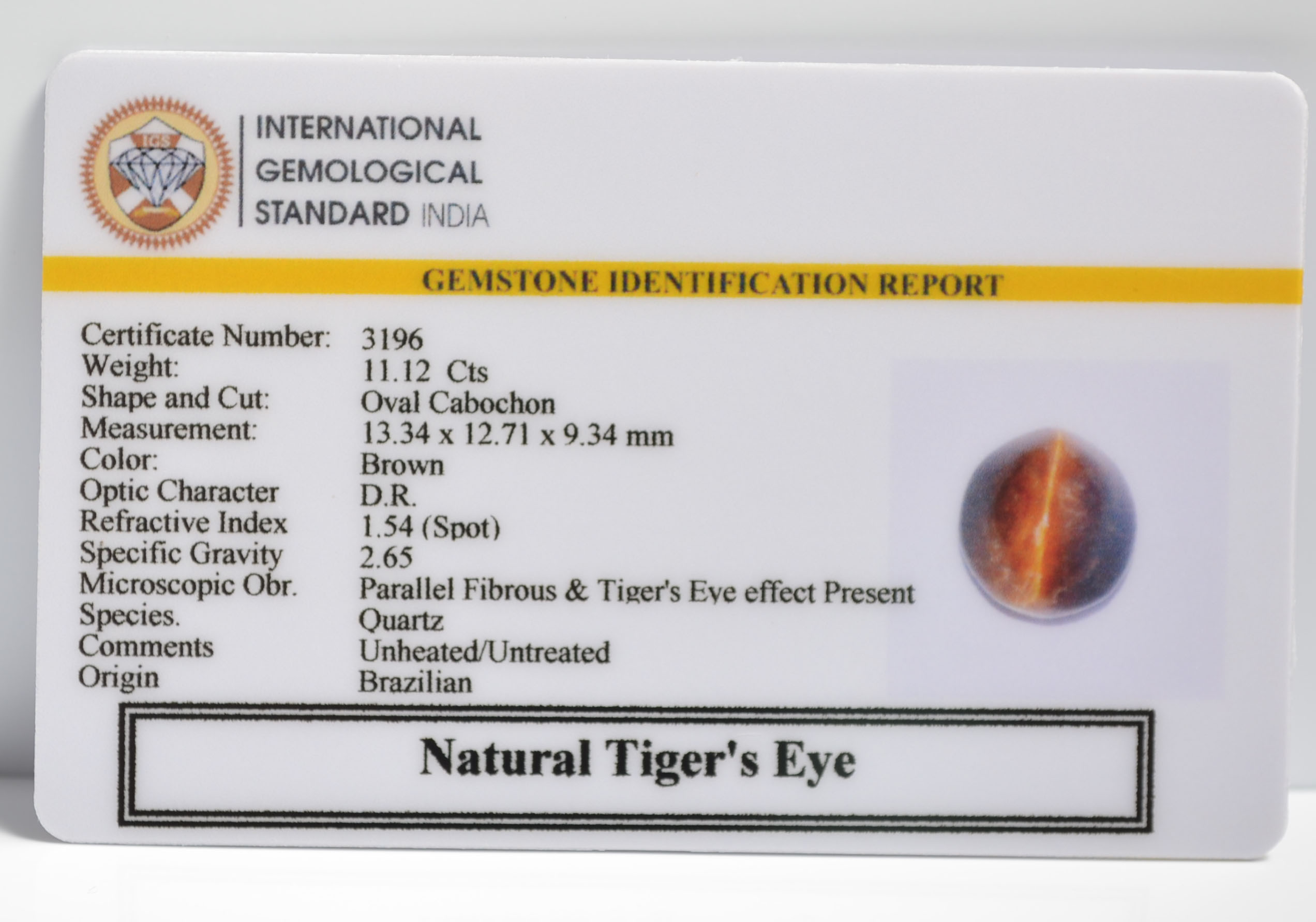 TGR145 2 TIGER'S EYE 11.12 Ct.