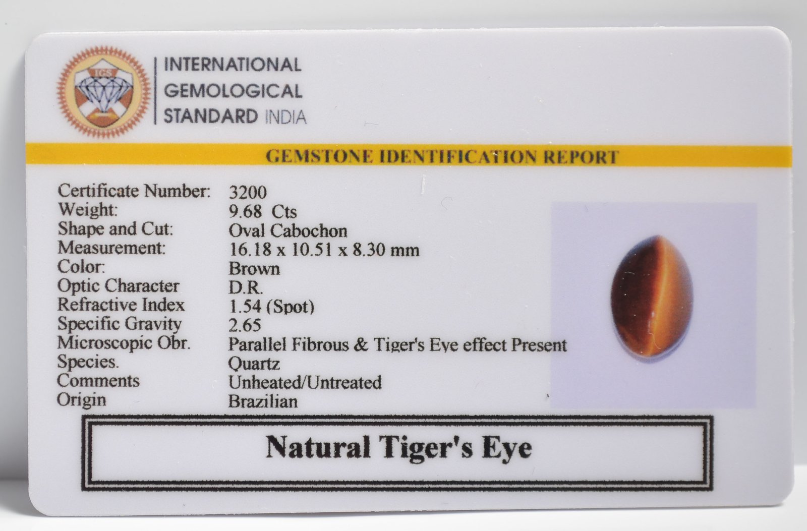 TGR147 2 1 TIGER'S EYE 9.68 Ct.