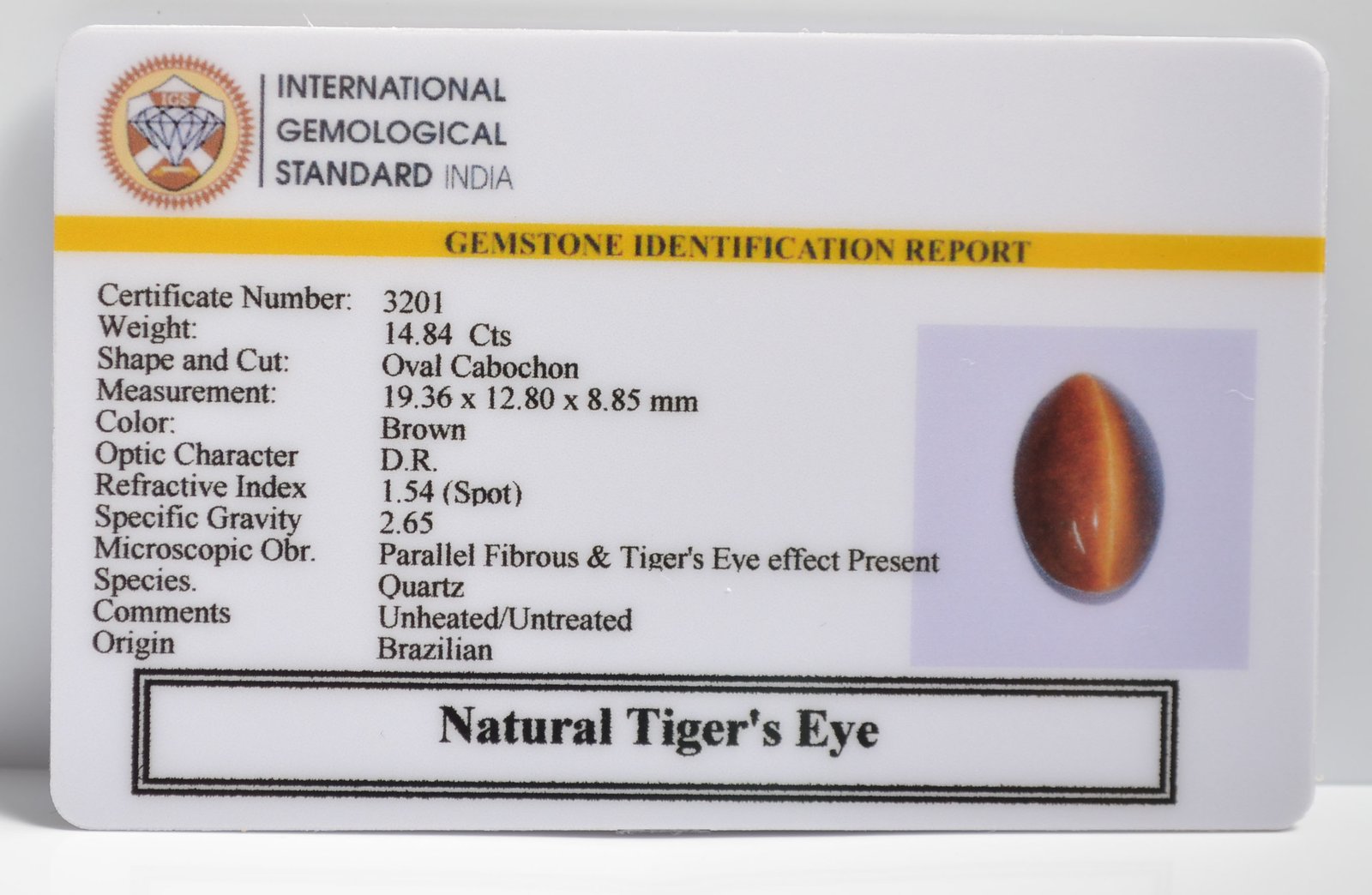 TGR148 2 1 TIGER'S EYE 14.84 Ct.