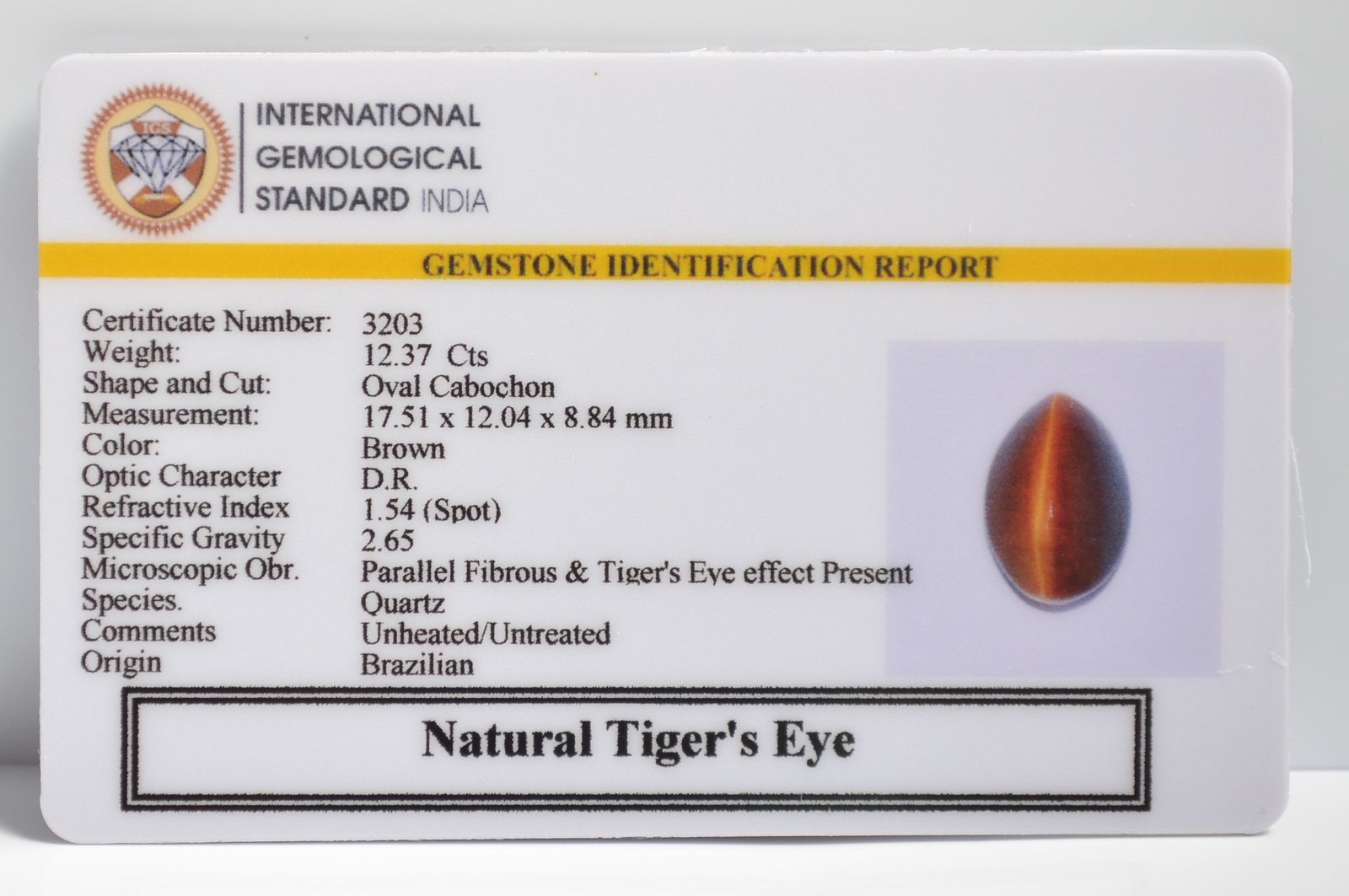 TGR149 2 1 TIGER'S EYE 12.37 Ct.
