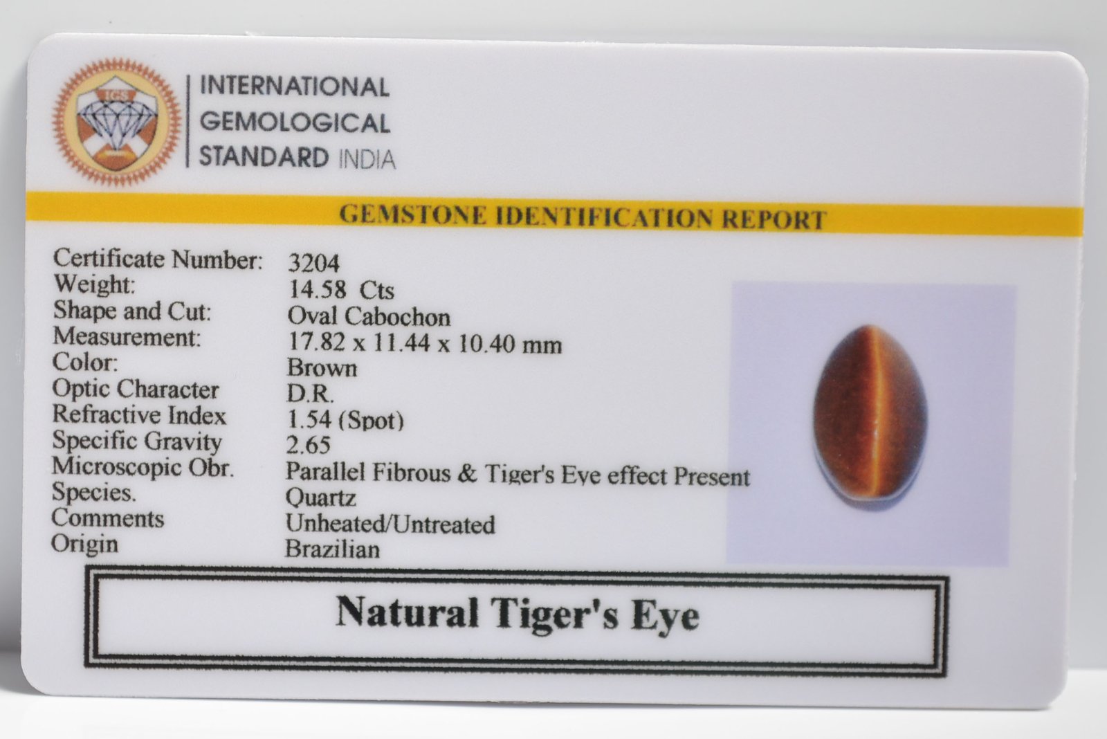 TGR150 2 1 TIGER'S EYE 14.58 Ct.