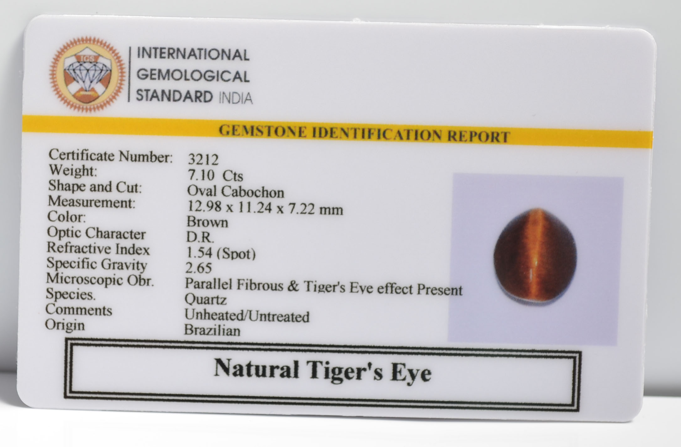 TGR157 2 TIGER'S EYE 7.1 Ct.